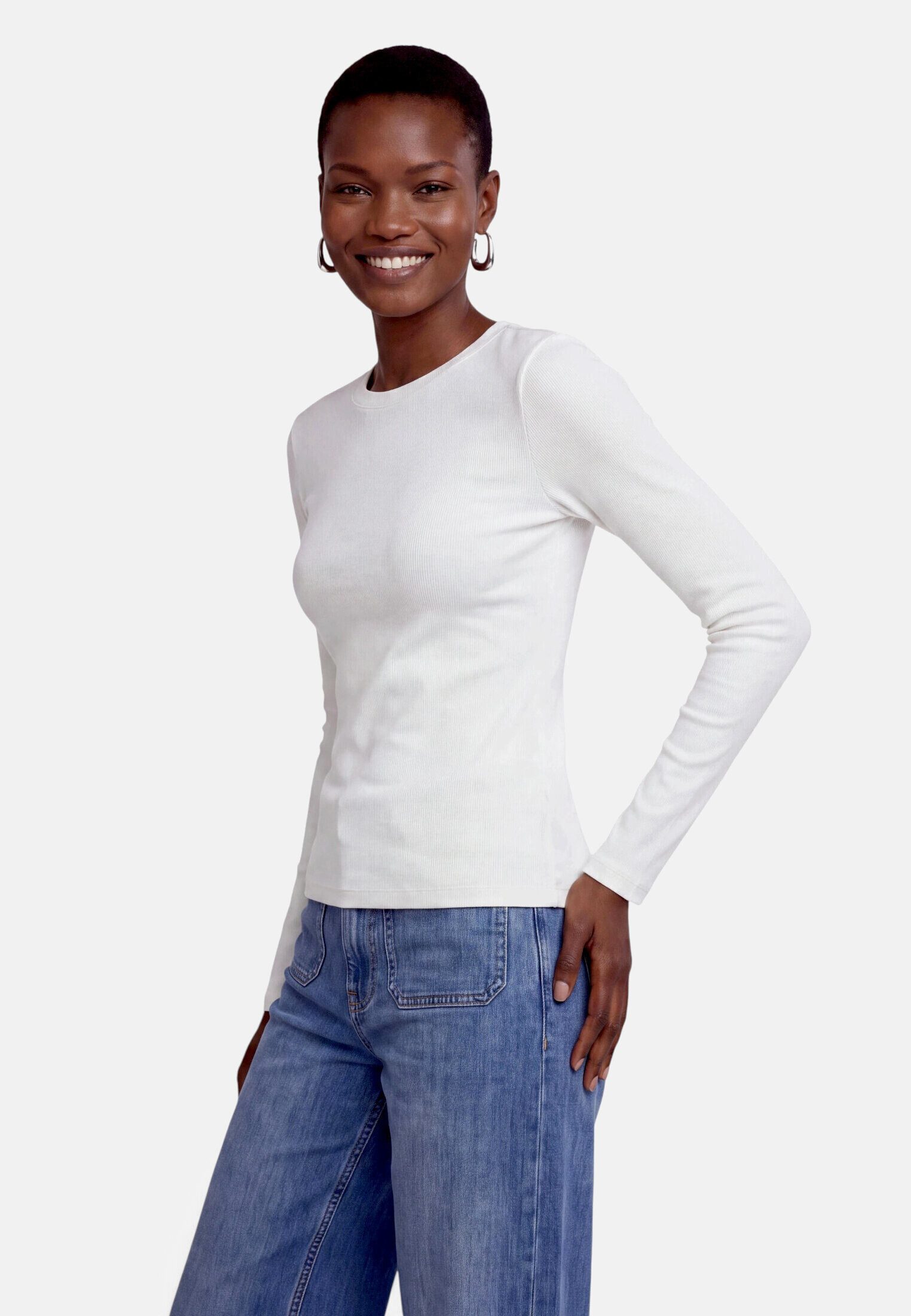 Zero Kurzarmshirt Damen figurbetont (1-tlg) Gerippt – Bild 2 von 5