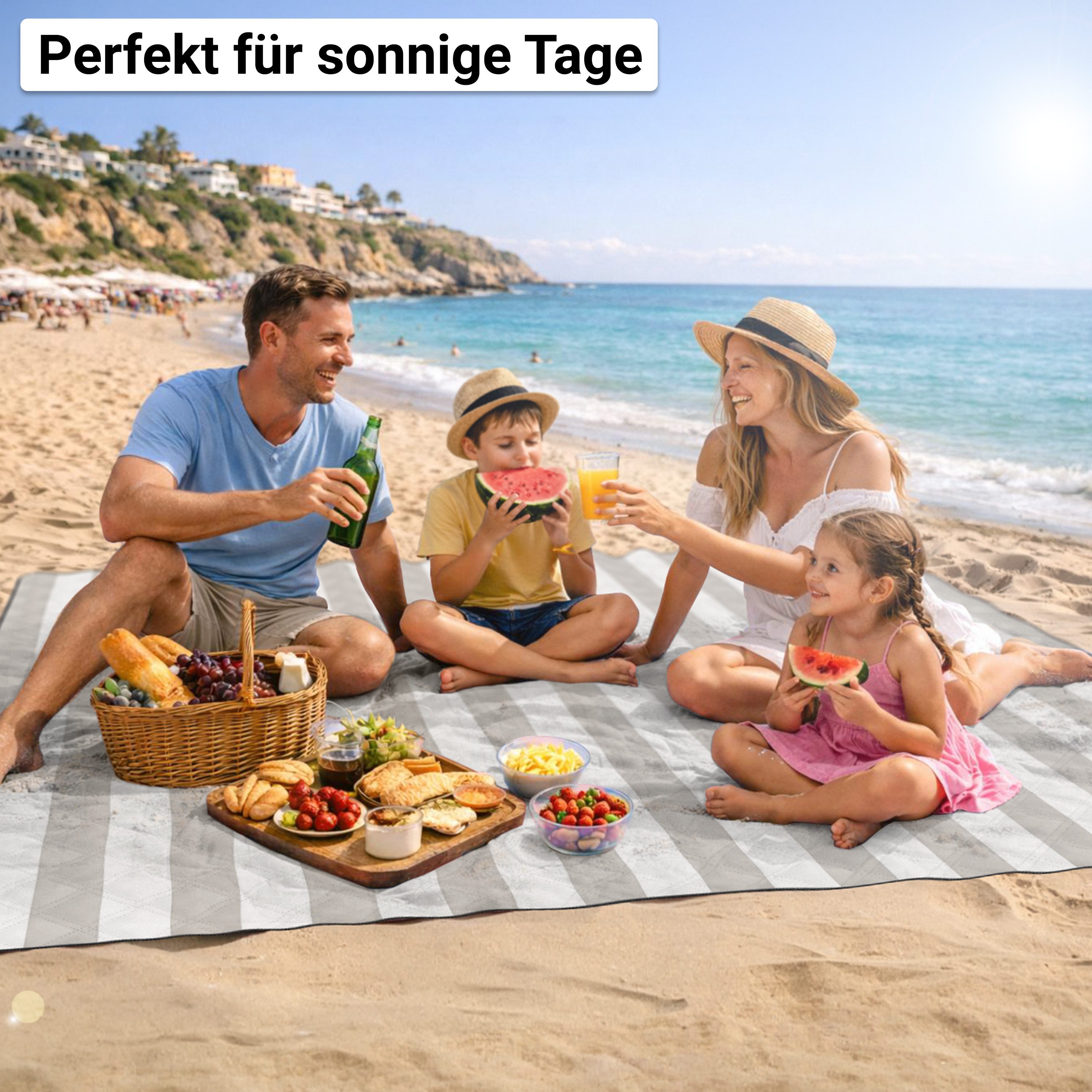 Picknickdecke HOEL® Picknickdecke 200x200 cm wasserabweisend + isoliert XXL, HOEL – Bild 5 von 5