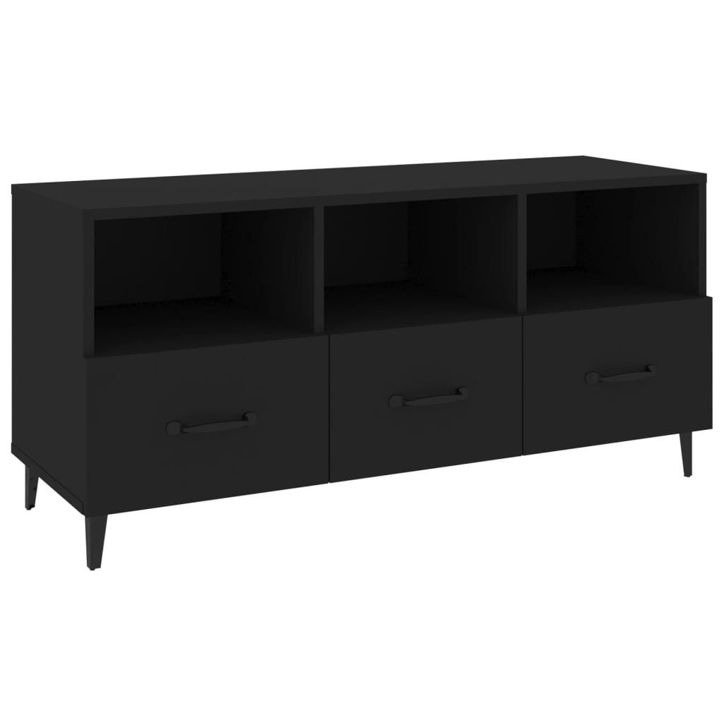 cm furnicato Schwarz 102x35x50 Holzwerkstoff TV-Schrank