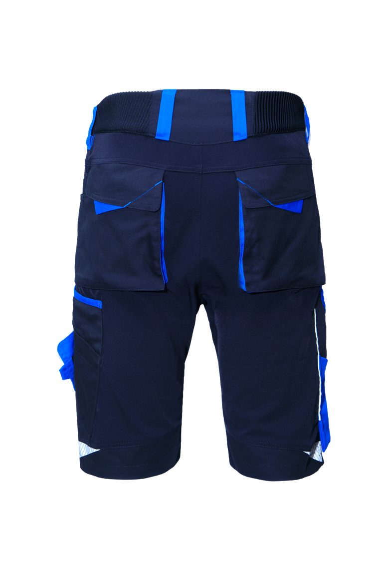 COMPA workwear Arbeitsshorts Anthrazit Hinterhose der an Stretcheinsatz Tintenblau