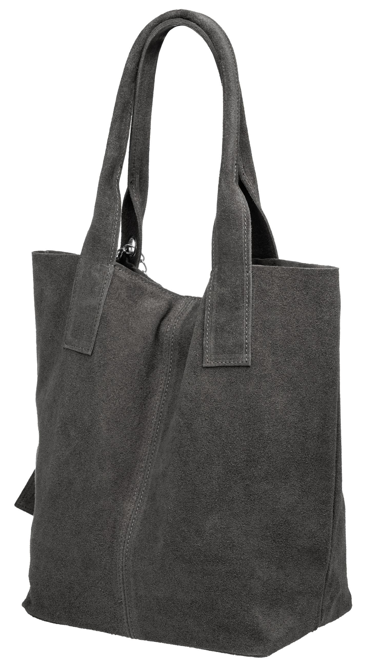 Caspar Schultertasche große Wildleder Shopper Damen Tasche - CLASSIC LINE - Modell No.828, 100% italienisches Leder - mit stylischer Metallkette & Zusatztasche – Bild 3 von 5
