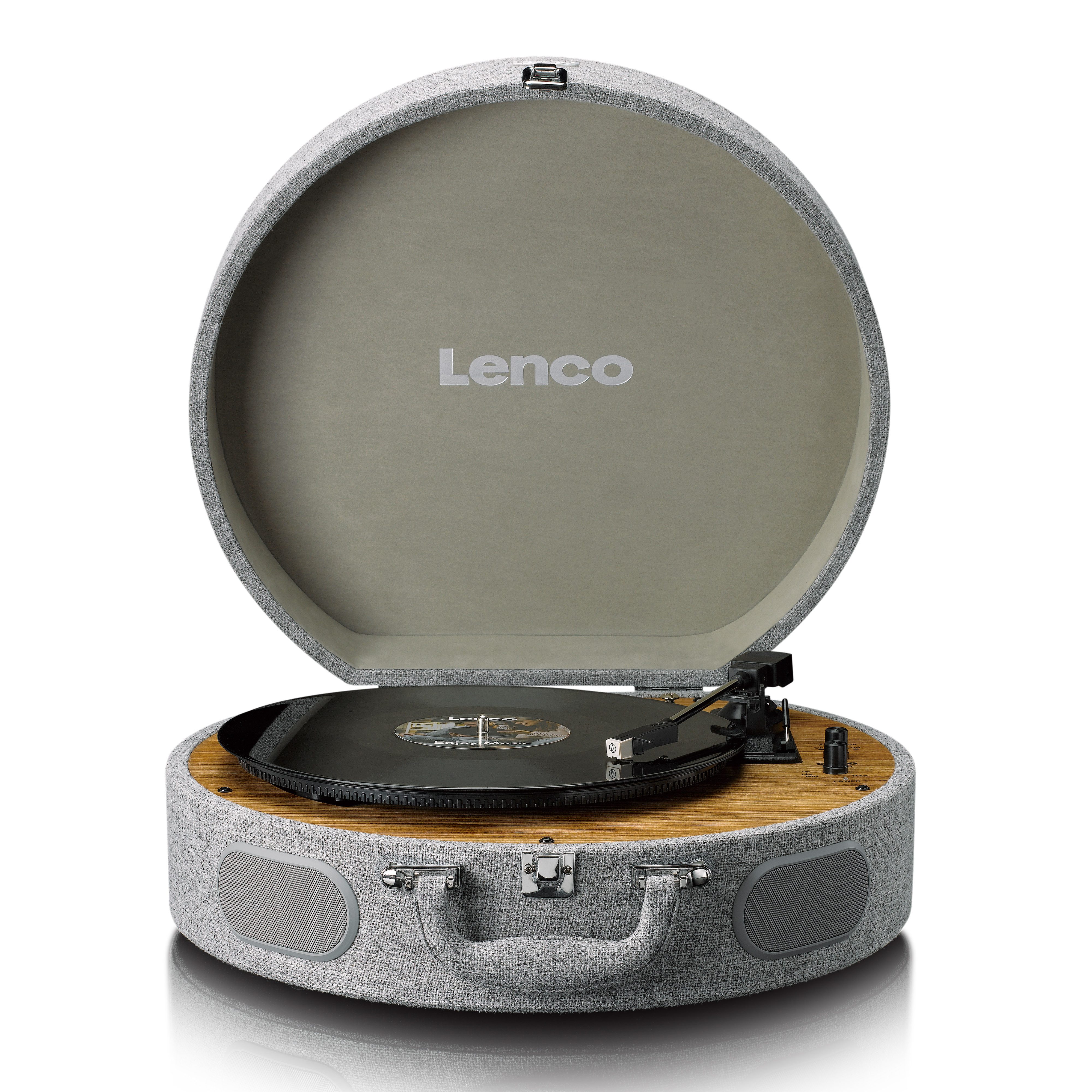Lenco LS-66GY Plattenspieler (Riemenantrieb, Bluetooth,LP, Plattenspieler im Koffer, BT Senden/Empfangen, AT Tonabnehmer)