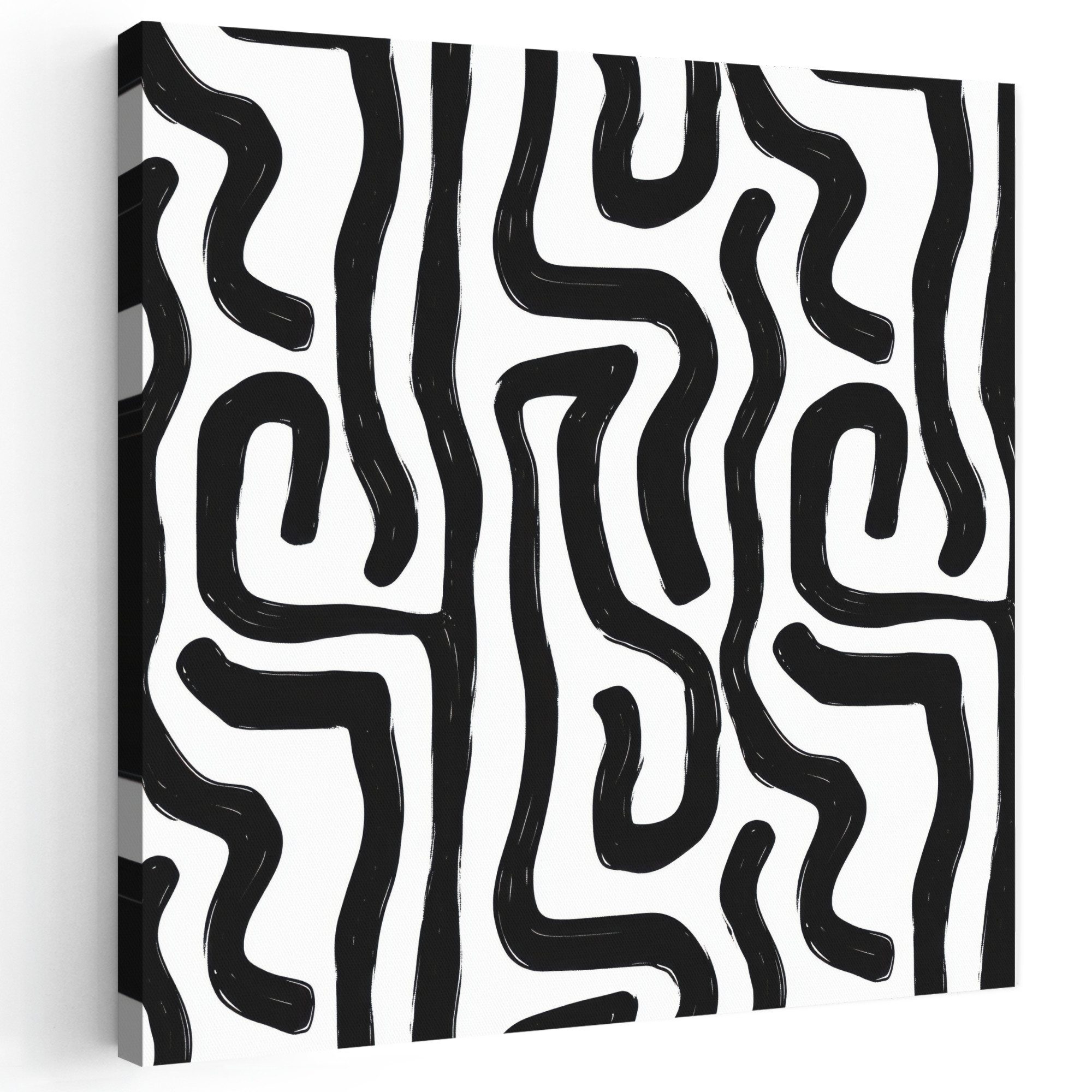 OneMillionCanvasses® Leinwandbild Modern - Linien - Schwarz, Fotodruck (1 St), Wandbild, Deko Schlafzimmer Wohnzimmer Flur 20x20 cm