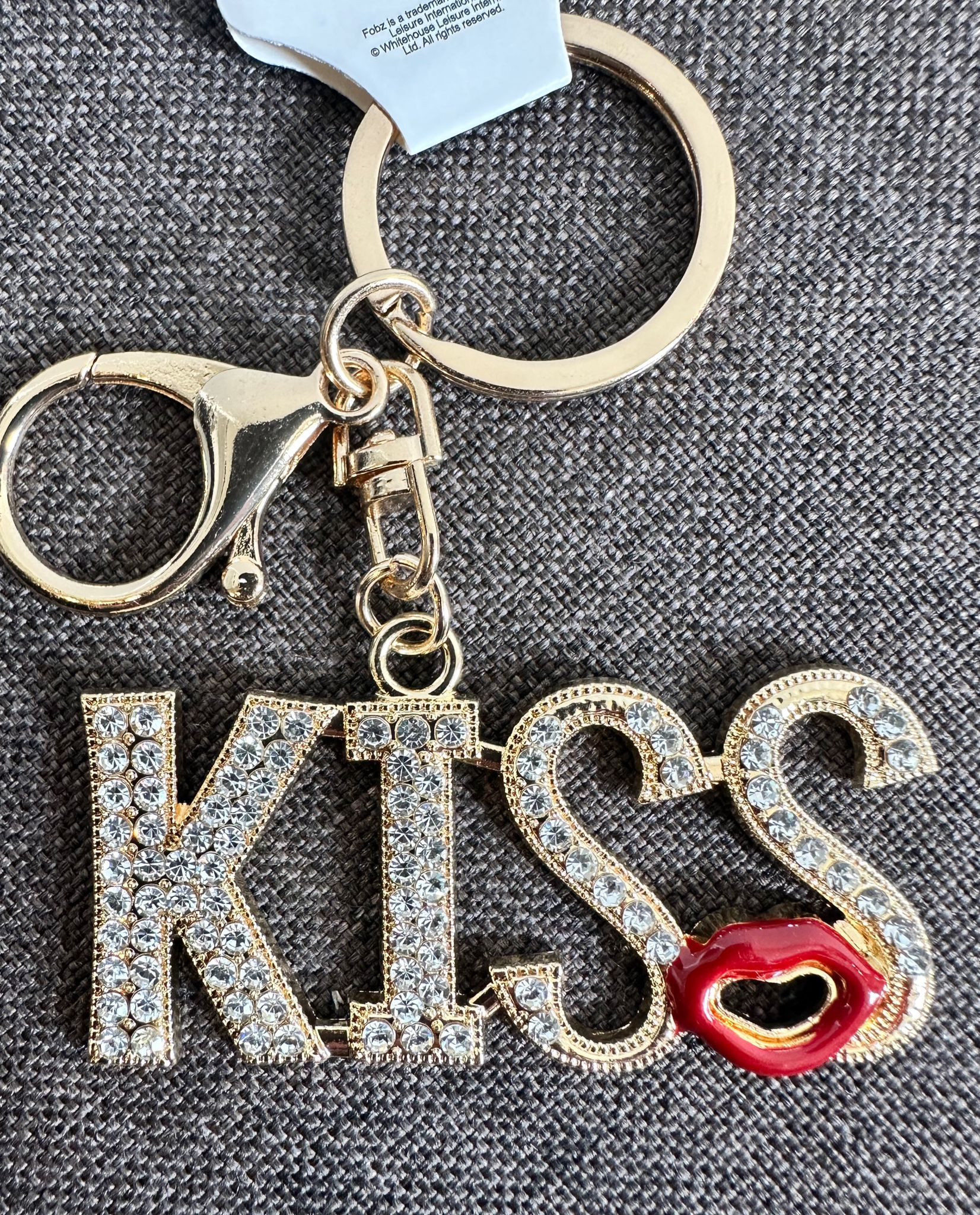 Whitehouse Leisure International Ltd Schlüsselanhänger Schlüsselanhänger Kinder Mini Anhänger keychain Gltzer Kiss, Schlüsselanhänger aus Metall mit Steinen und Glitzer Geschenk 6 cm