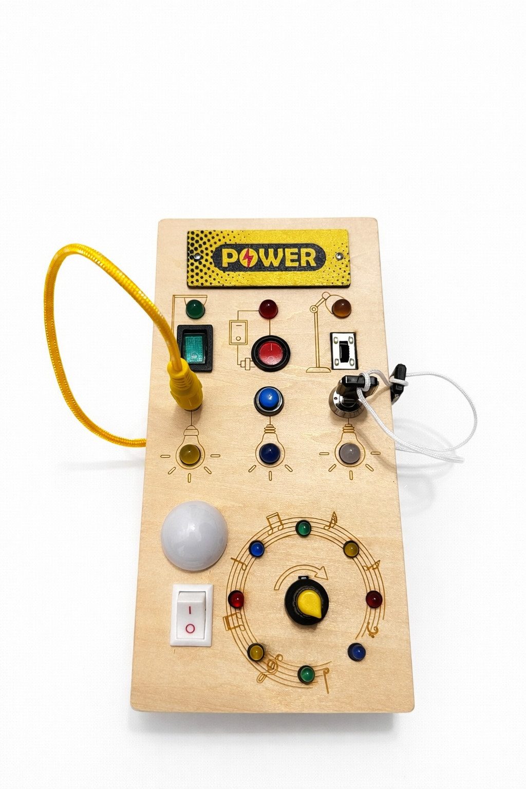 ILOKEN Lernspielzeug Montessori Busy-Board LED Licht Schalter Lernspiel, Englische Musik (Einzelset, 1-St., Einzelprodukt), fördert Lern- und Denkfähigkeit der Kinder, Englische Töne