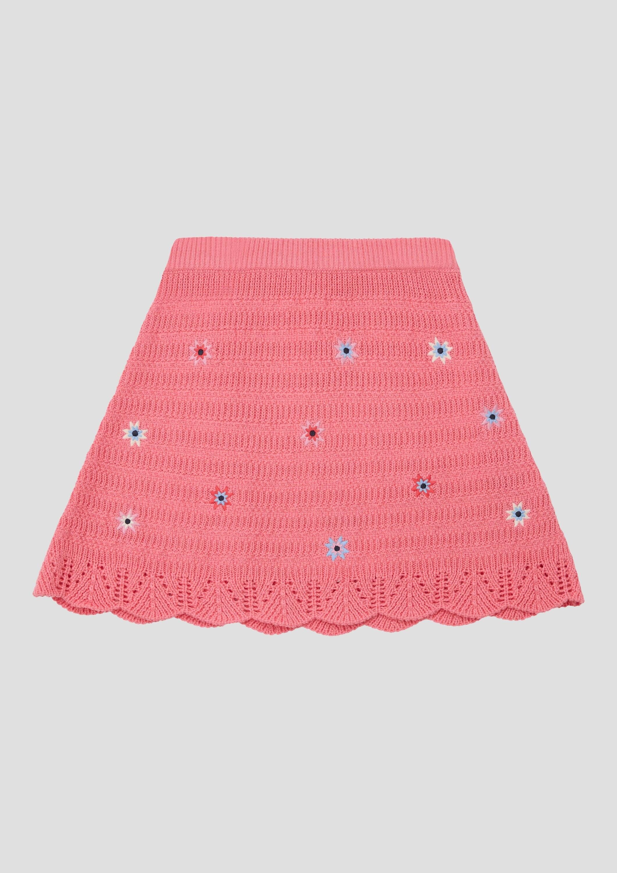 s.Oliver Minirock Rock Ausgestellter Rock aus Ajourstrick mit Stickerei
