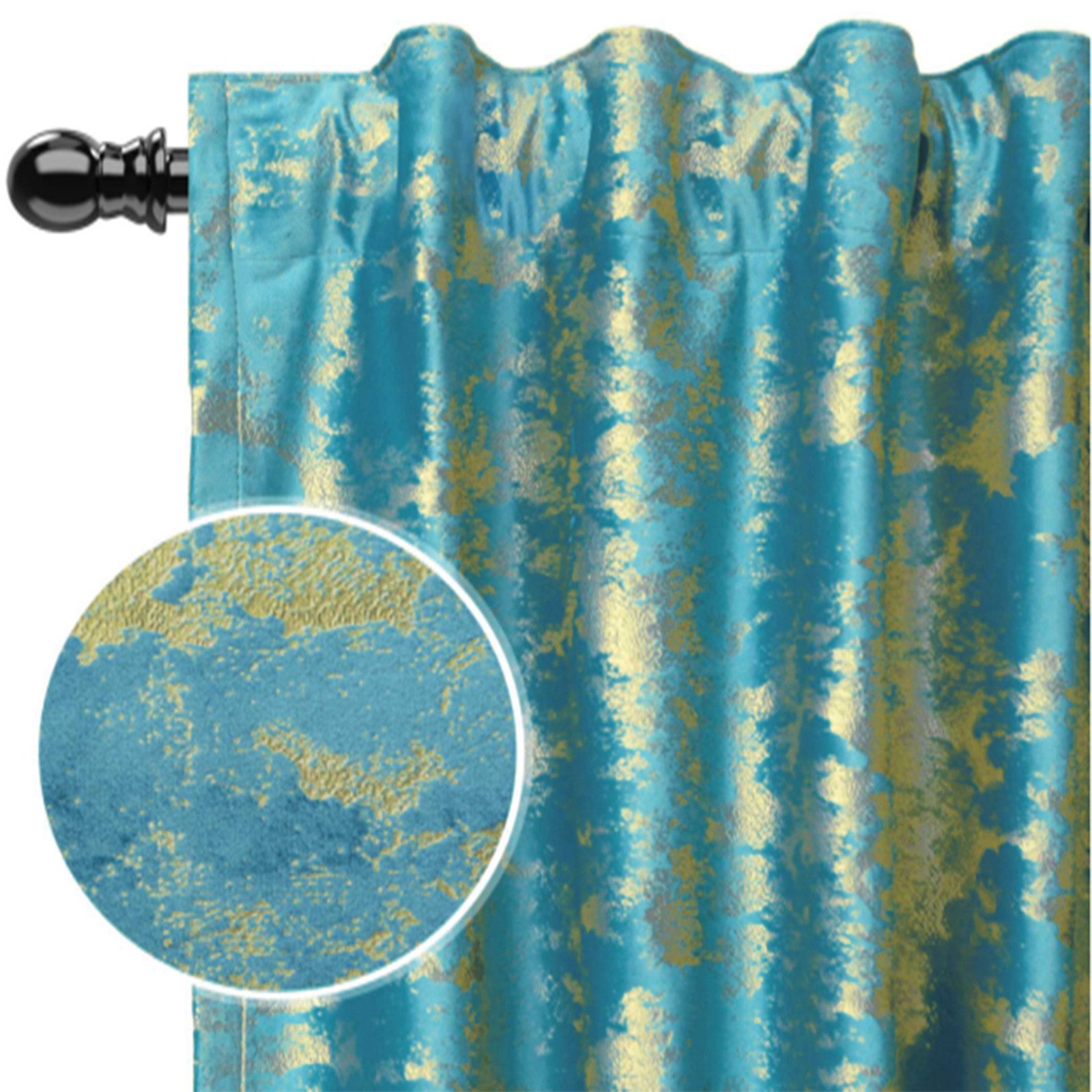 LMaxhome Gardine Samt Vorhänge 2er Set, Verdunkelung mit Goldmuster, Thermovorhang, blickdicht, 260 g/m² Polyester-Samt mit Funktionsband für Wohn- & Schlafzimmer