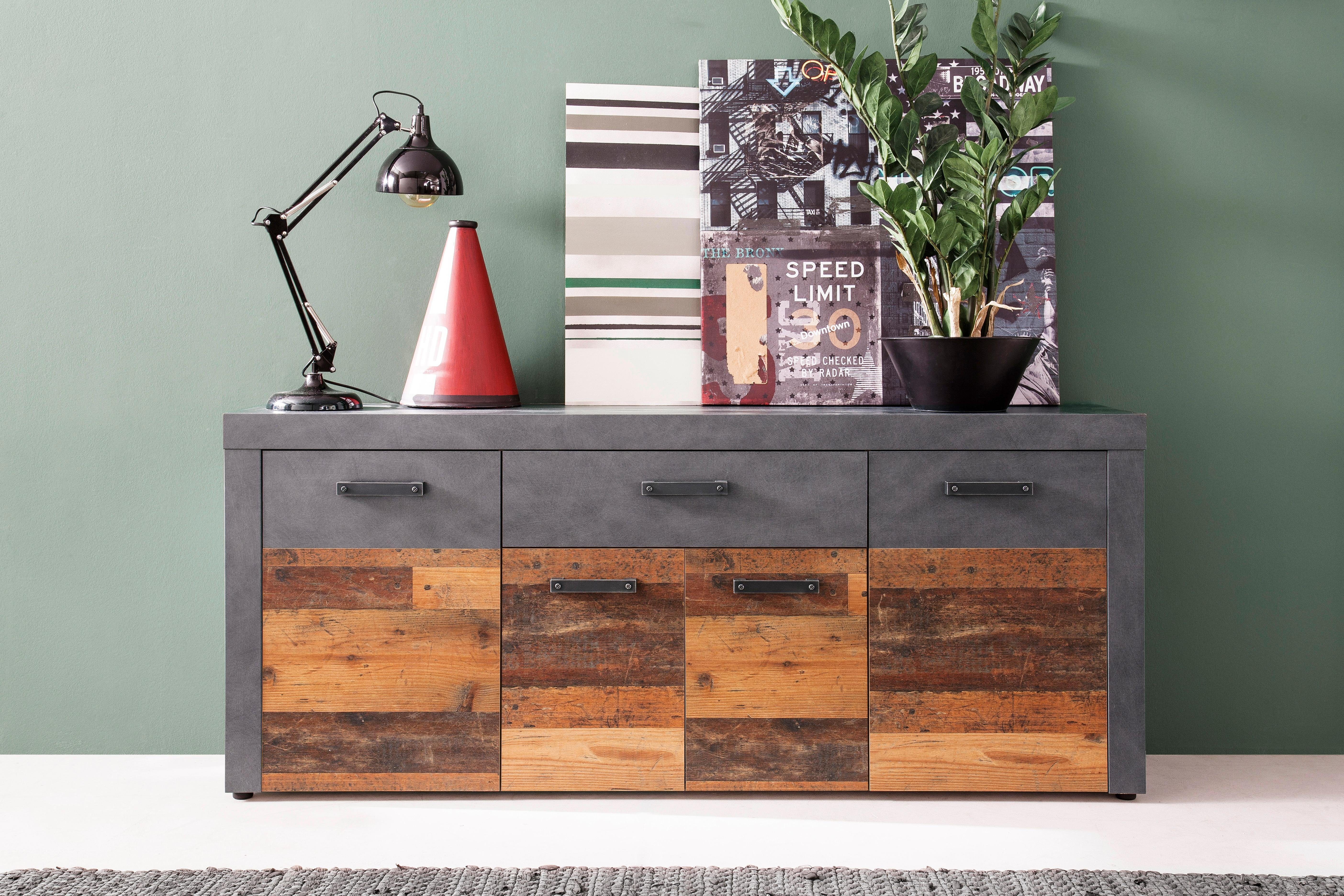 INOSIGN Sideboard Ilana, Sideboard mit 4 Türen & 1 Schublade - (B/T/H) 178/40/76 cm