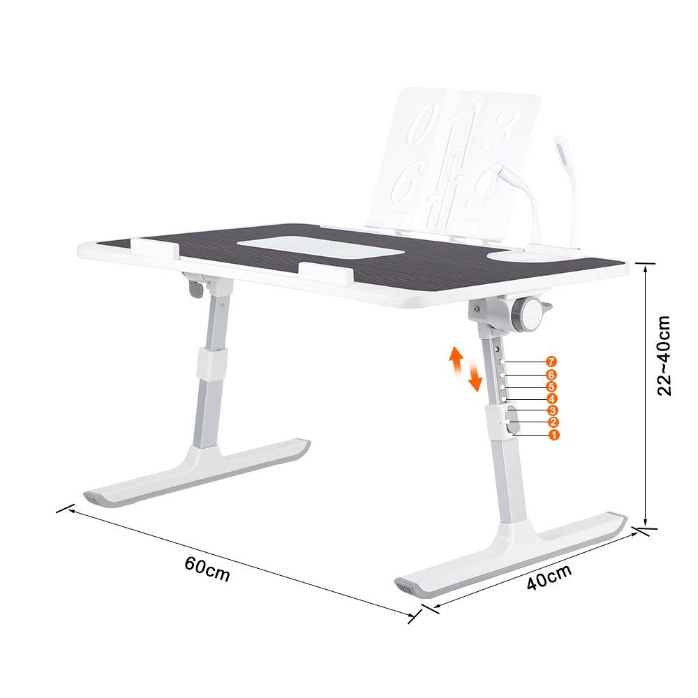 JEOBEST Laptoptisch Lapschreibtisch mit neigbarer Arbeitsfläche, Betttablett,Notebooktisch, Höhenverstellbar, Klappbarer Lapdesk