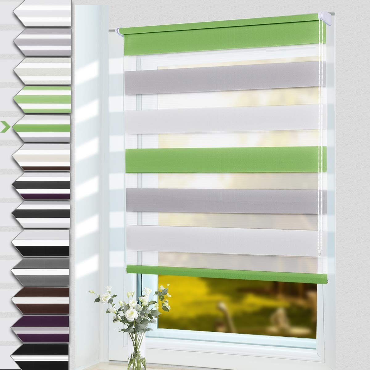 Doppelrollo doppelrollo Klemmfix ohne Bohren, OUBO, verdunkelnd, verspannt, Klämmträger, Lichtschutz schnelle und einfache Montage mit beiliegendem