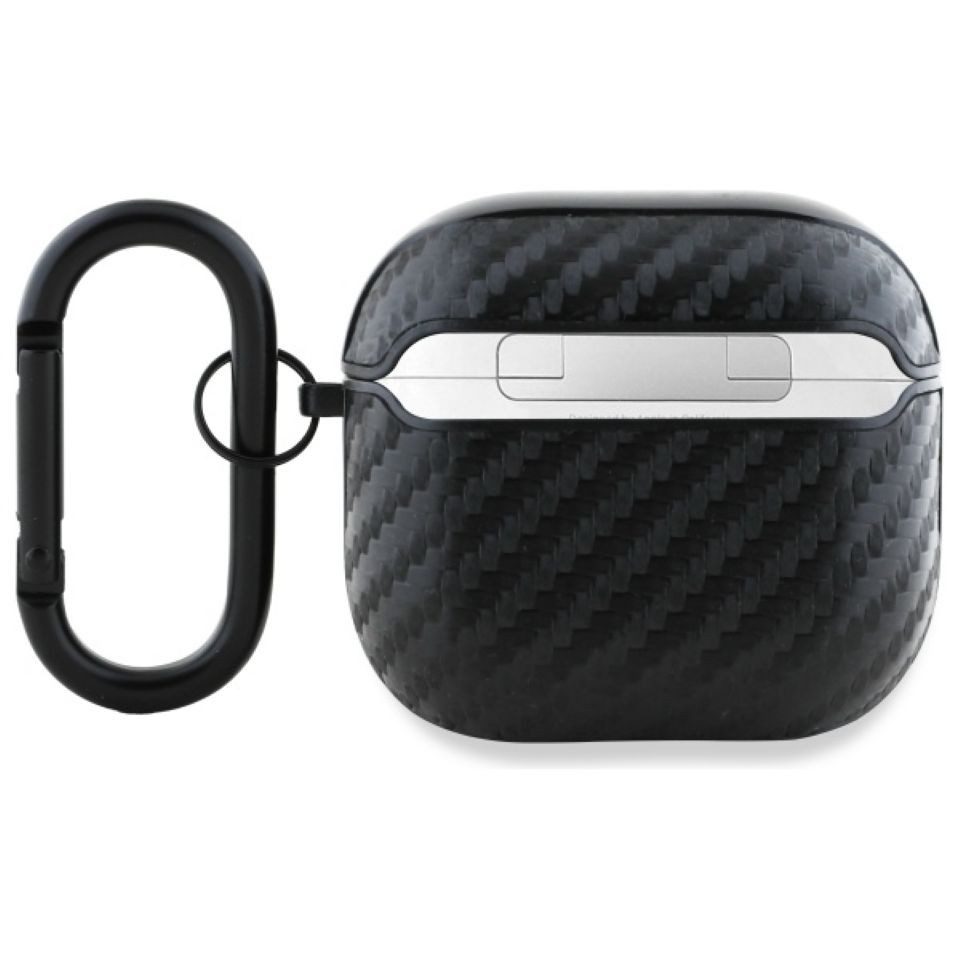 BMW Kopfhörer-Schutzhülle Hülle Case AirPods 4 Tricolor Carbon-Look schwarz, Kantenschutz
