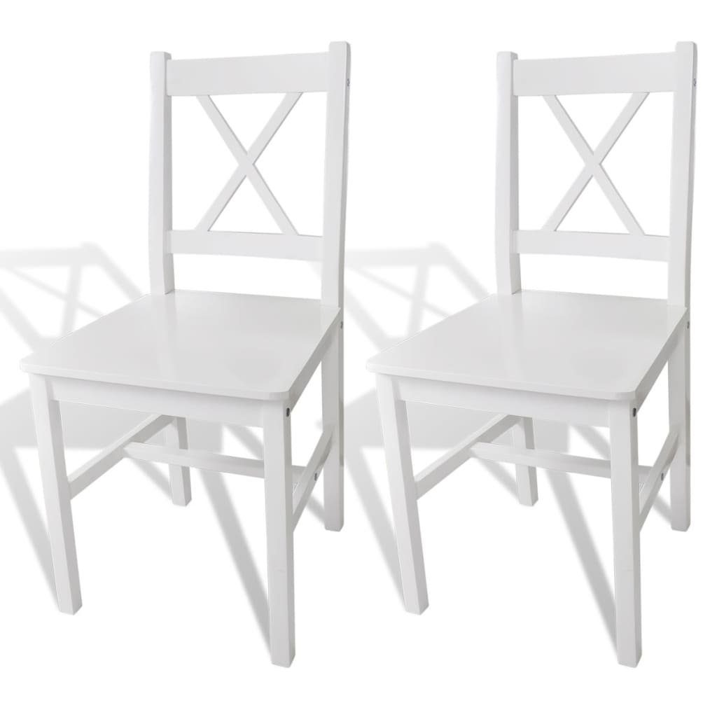 vidaXL Esszimmerstuhl Esszimmerstühle 2 Stk. Weiß Kiefernholz (2 St) Weiß | Weiß