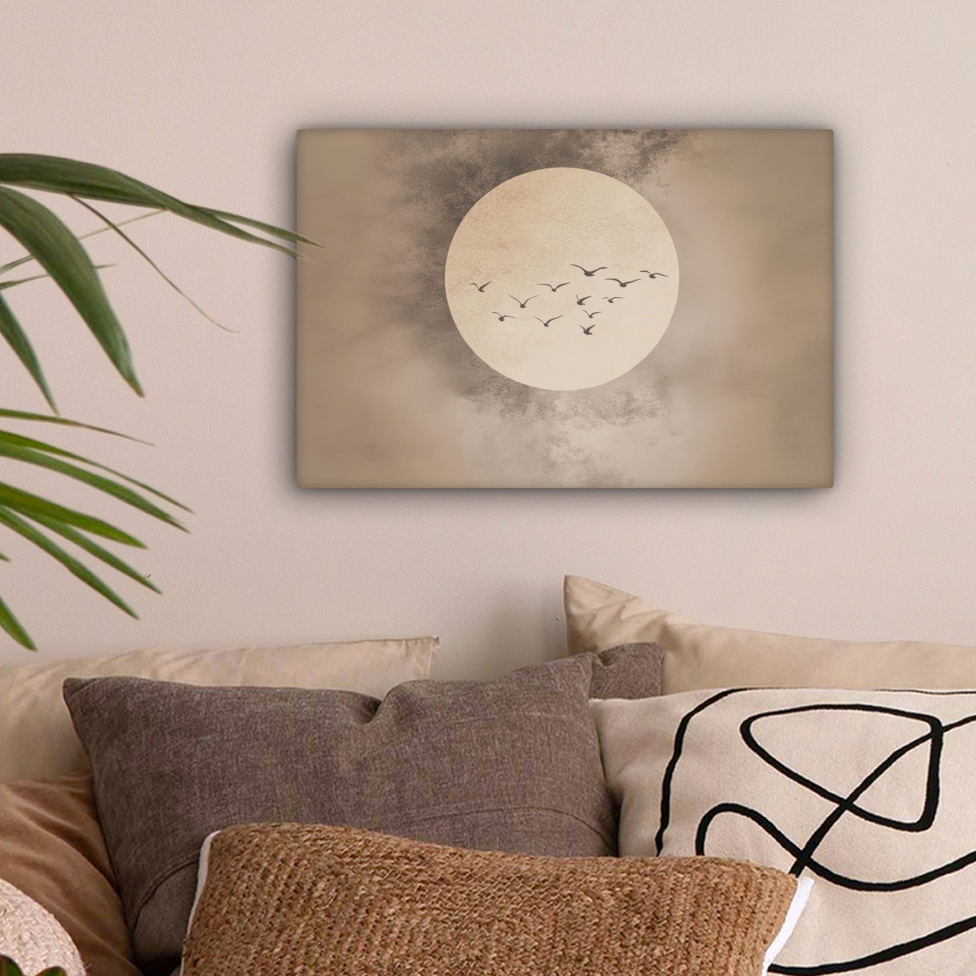 OneMillionCanvasses® Leinwandbild Vogel - Beige - Japanisch, Fotodruck (1 S günstig online kaufen