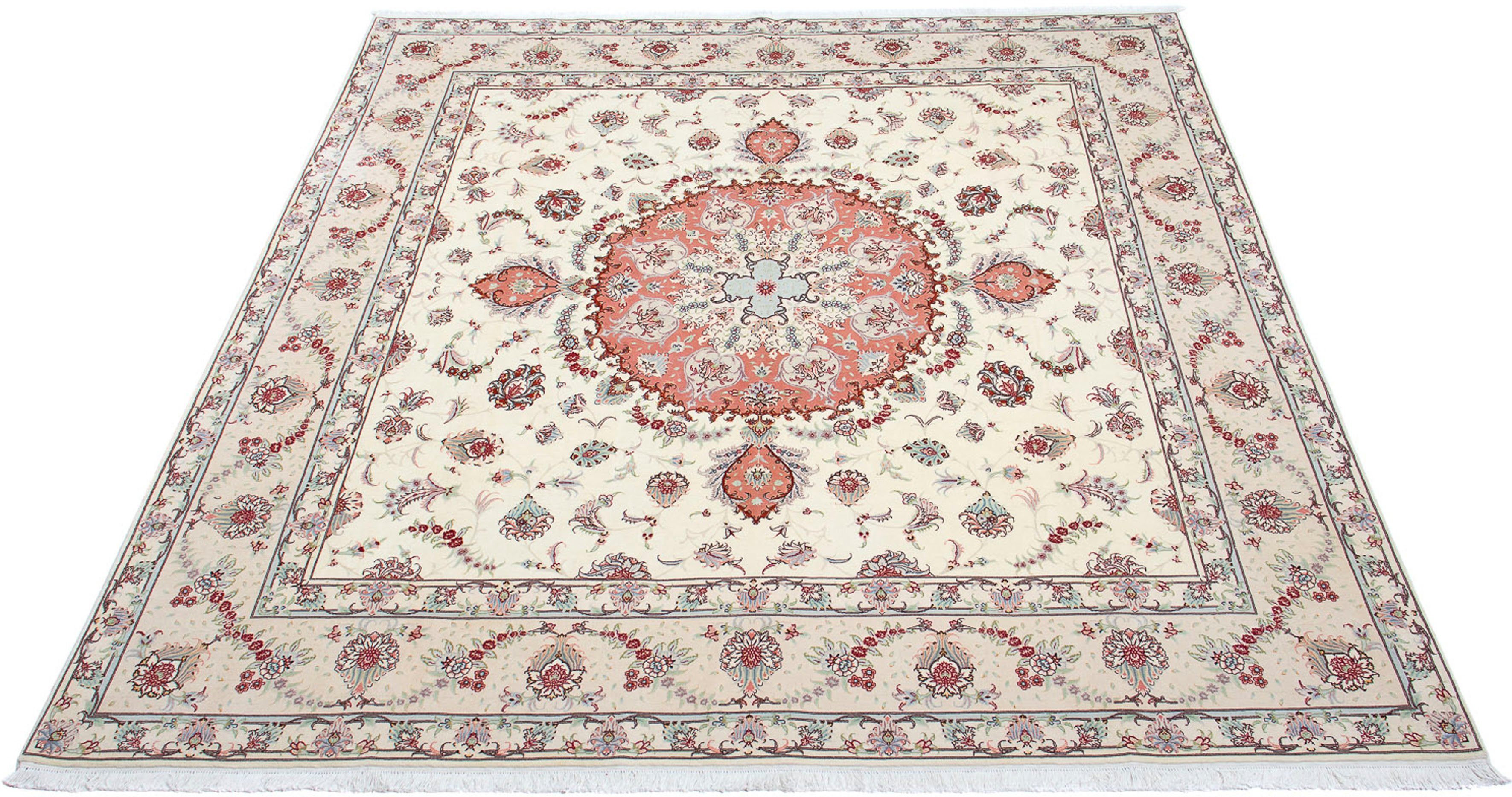 Orientteppich Perser - Täbriz - Royal quadratisch - 309 x 295 cm - beige, morgenland, quadratisch, Höhe: 7 mm, Wohnzimmer, Handgeknüpft, Einzelstück mit Zertifikat
