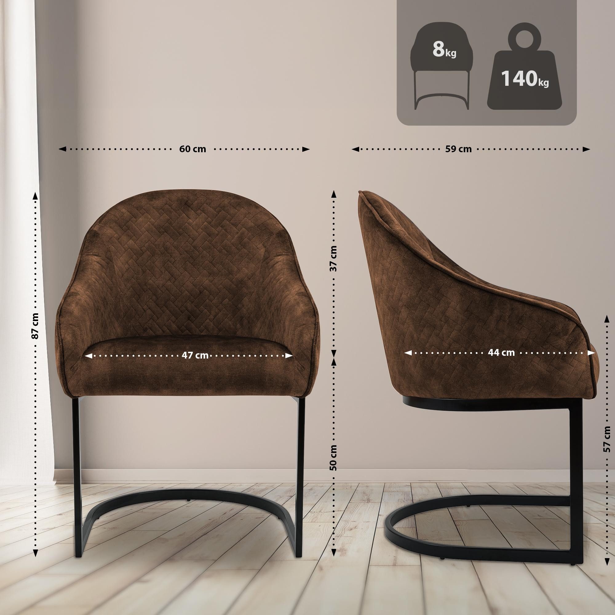 CLP Esszimmerstuhl Jarik, Samtbezug, gepolsterter Freischwinger, bis 140 kg günstig online kaufen