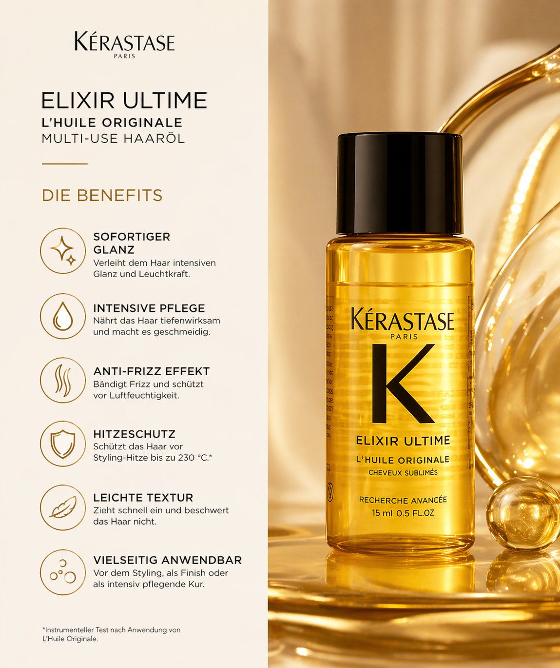 Kérastase Haaröl Mini Haaröl Duo – Elixir Ultime 15ml & Gloss Absolu 15ml, 2-tlg., Geschmeidiges, glänzendes Haar mit luxuriösem Finish