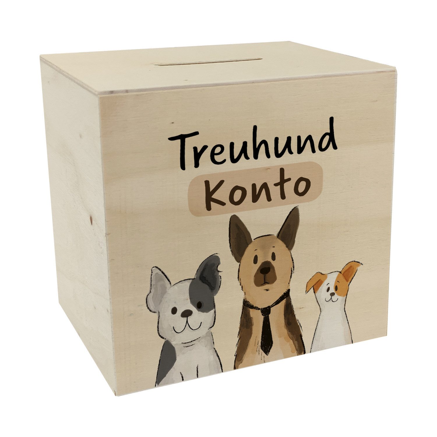 Spardose Hunde Spardose aus Holz mit Spruch Treuhundkonto