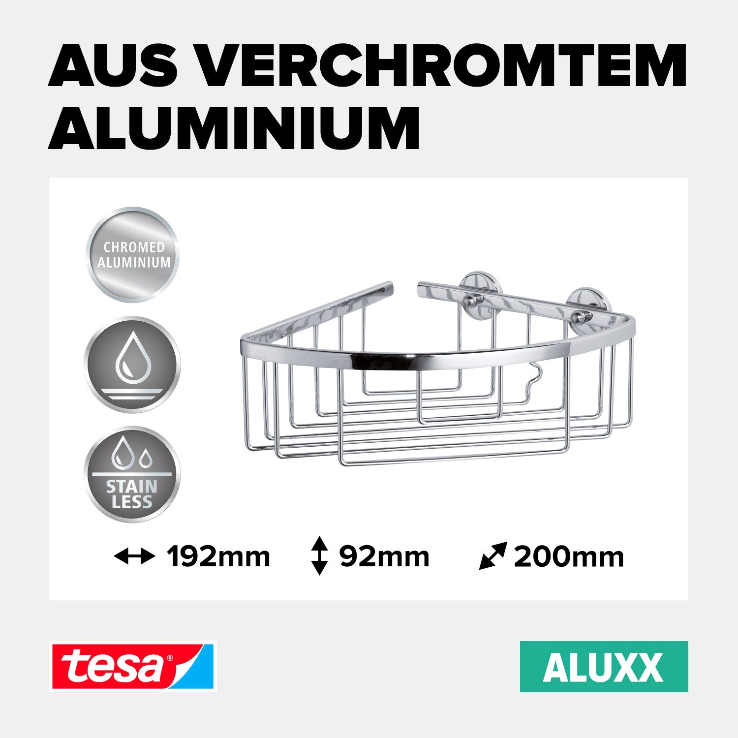 tesa Duschablage ALUXX Duscheckablagekorb ohne Bohren - 9,2 cm : 19,2 cm : günstig online kaufen