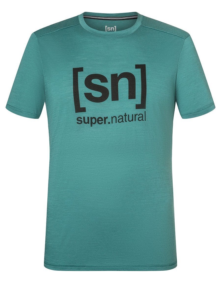 SUPER.NATURAL T-Shirt Merino T-Shirt M feinster Melange/Pirate Grey Merino-Materialmix TEE LOGO Hydro