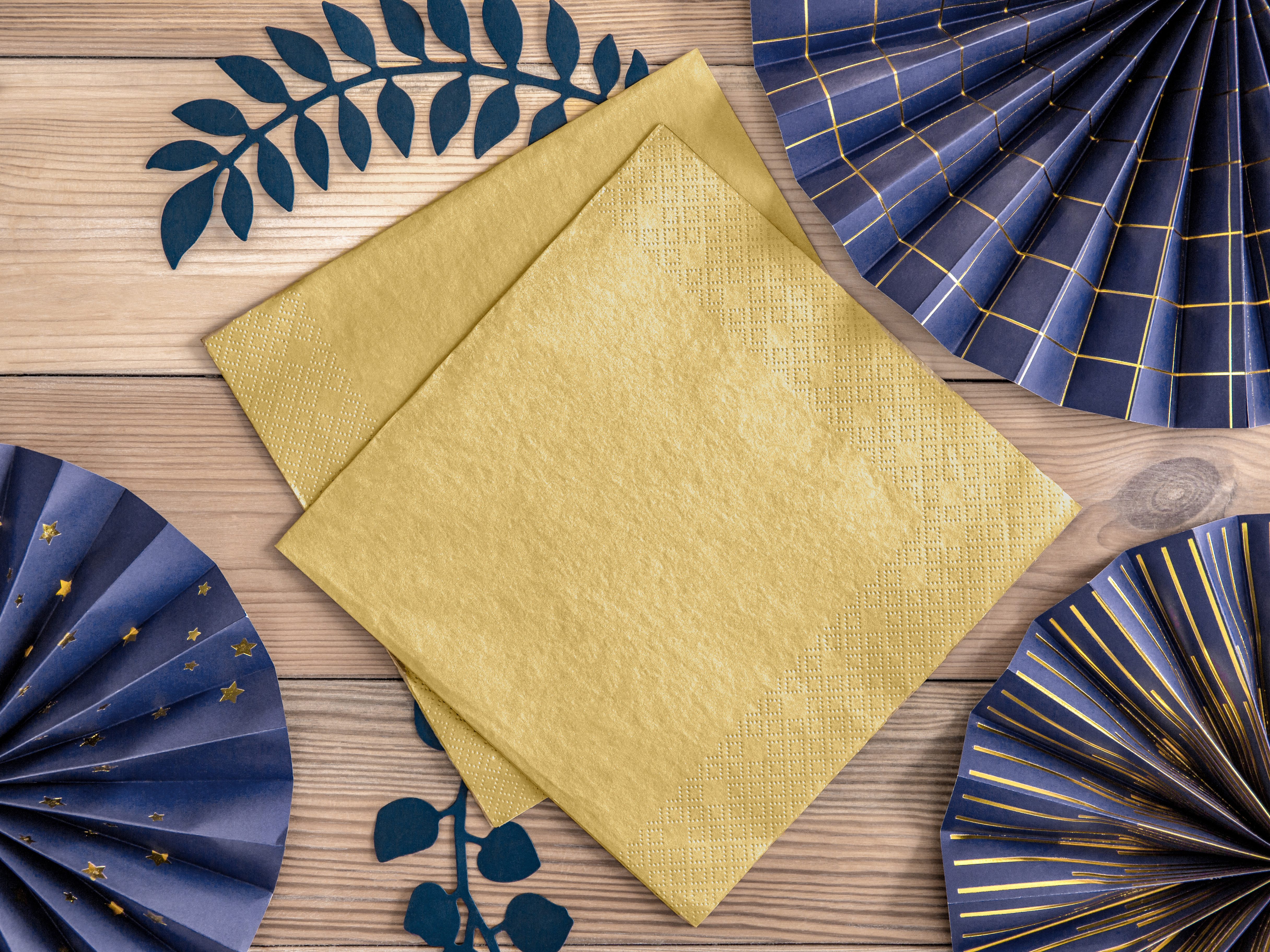 partydeco Hängedekoration Servietten Uni 40x40 cm/ 20St. Gold-Metallic günstig online kaufen