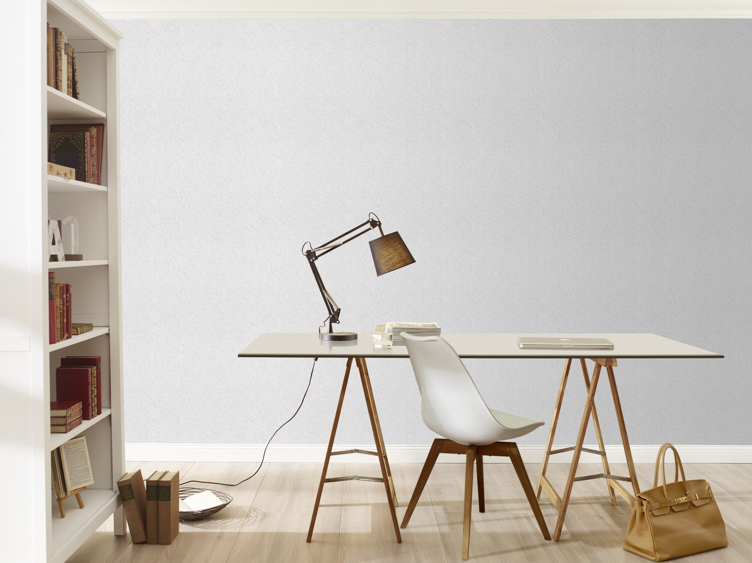 Rasch Papiertapete Tapete aus Papier mit Struktur und Putzoptik, strukturiert, einfarbig, modern, (1 St), zeitlos