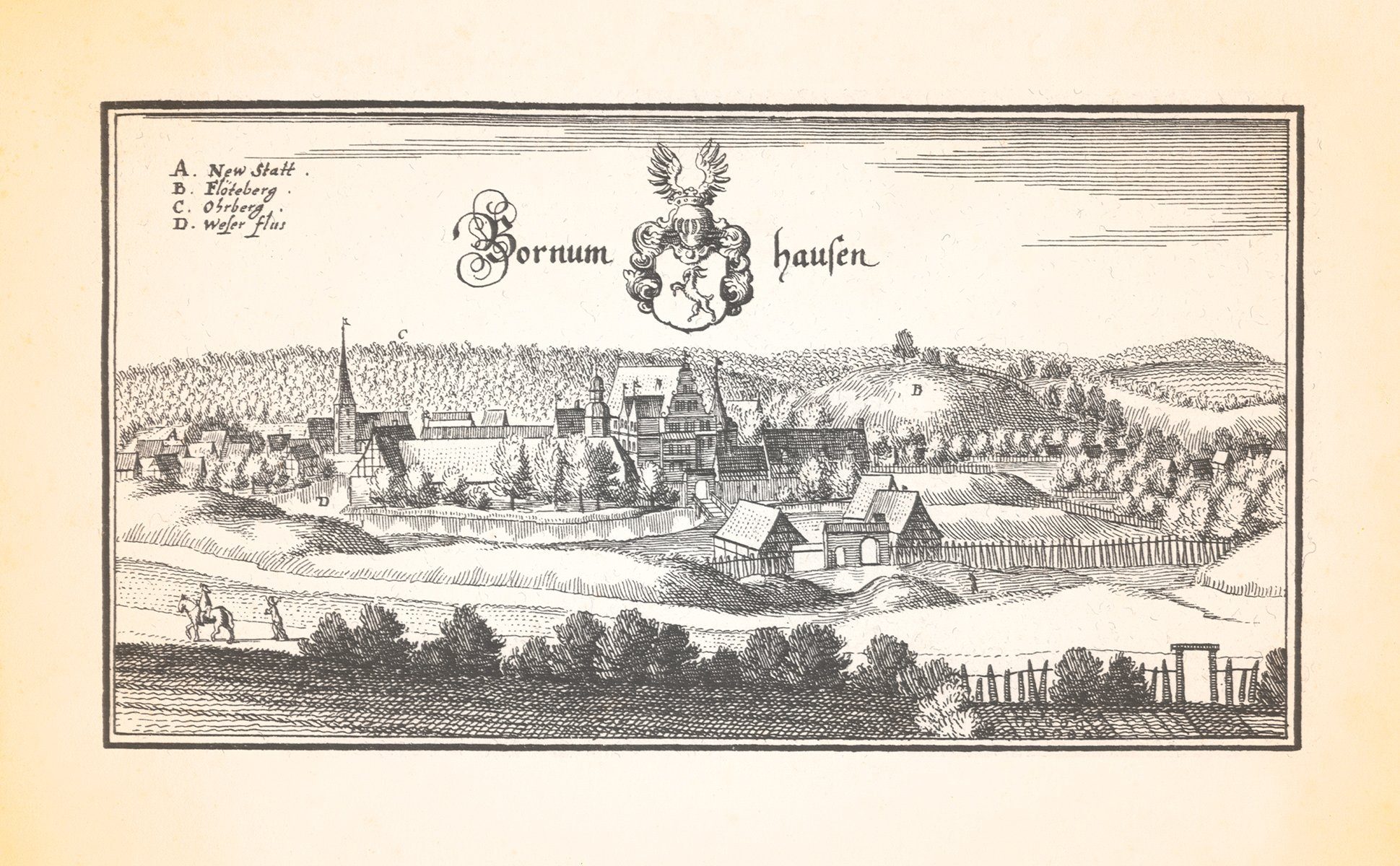Kunstdruck Bornumhausen Bornhausen Flöteberg Ohrberg Pfarrkirche Kupferstich Meri