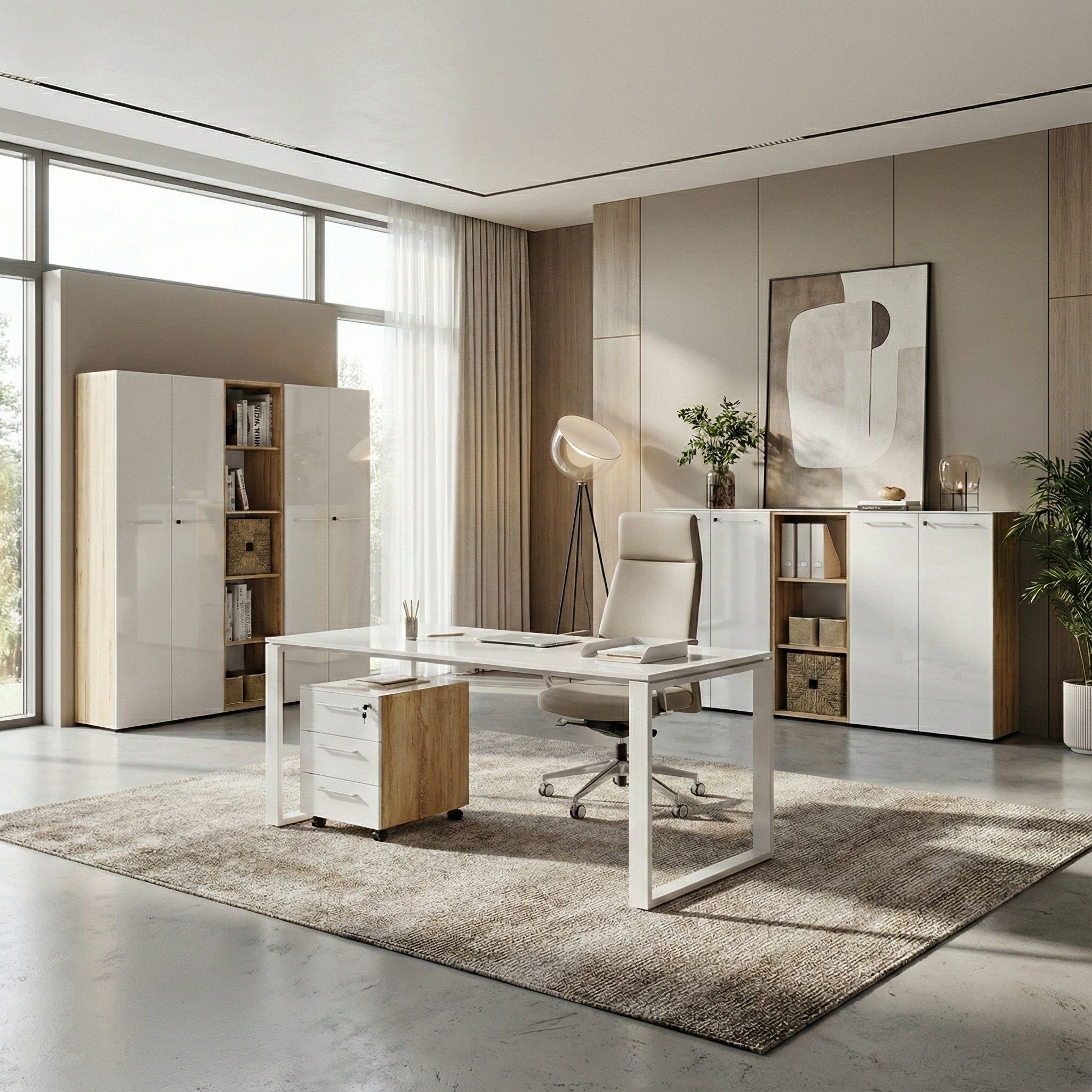 KADIMA DESIGN Schreibtisch Bürotisch "Muenchen" Glasplatte & Kufengestell Modern, 160x80 cm Weiß (bis zu 30 kg, Computertisch, Büro Arbeitszimmer Home Office, Büromöbel), ESG-Sicherheitsglas, ABS-Kanten Kratzfest, Laptoptisch Made in Germany