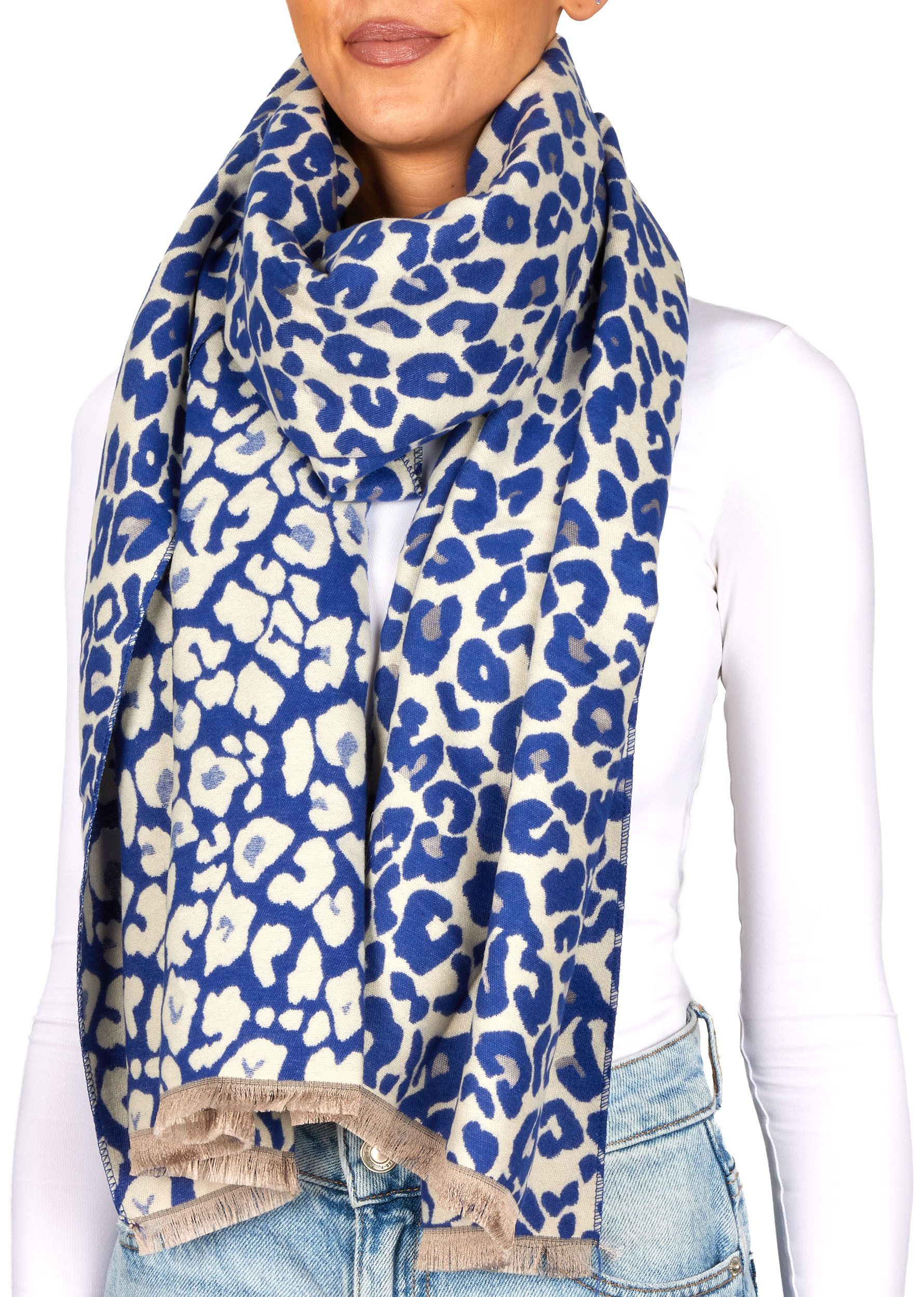 BRUBAKER Schal Cashmirillo Damen Schal mit Leoparden Muster - 70 x 200 cm, (Herbstschal Winterschal mit weichem Kaschmir-Gefühl, 1-St), Warm, Kuschelig und Oversized - Leo Damenschal für Herbst und Winter