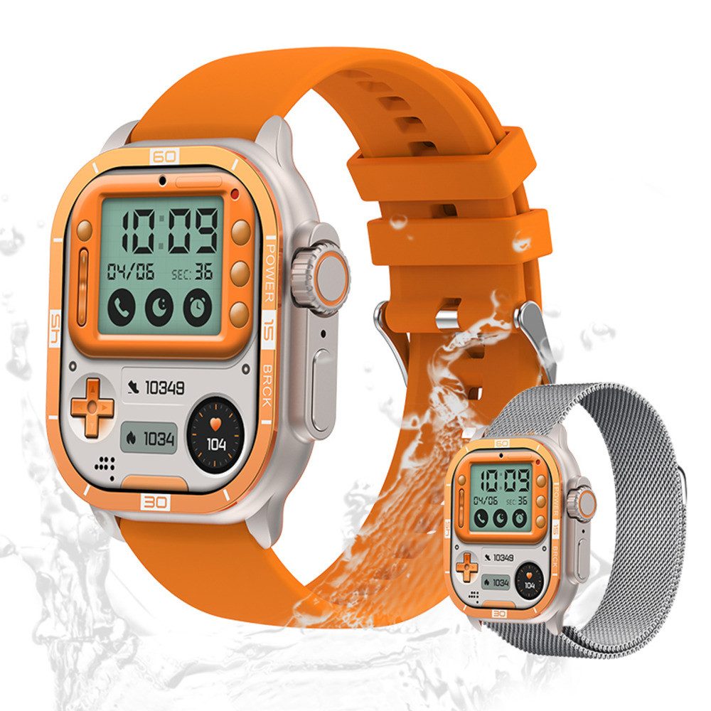 Valdus Herren's und Damen's IP68 wasserdicht AMOLED Display Fitness-Tracker Smartwatch (5,2 cm/2,06 Zoll, Android/iOS) mit AMOLED HD-Touchscreen, und austauschbarem weichem Mesh armband, - 300mAh Herzfrequenzsensor, Schrittzähler & SPO2 telefonfunktion