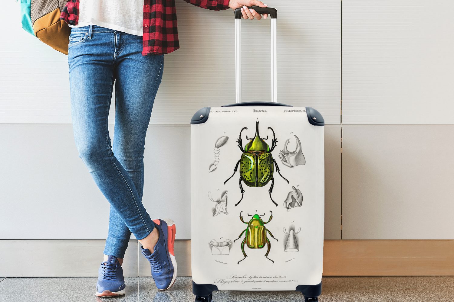 MuchoWow Handgepäckkoffer Käfer - Handgepäck Rollen, mit Reisetasche - 4 rollen, Ferien, für Trolley, Reisekoffer Jahrgang Insekten