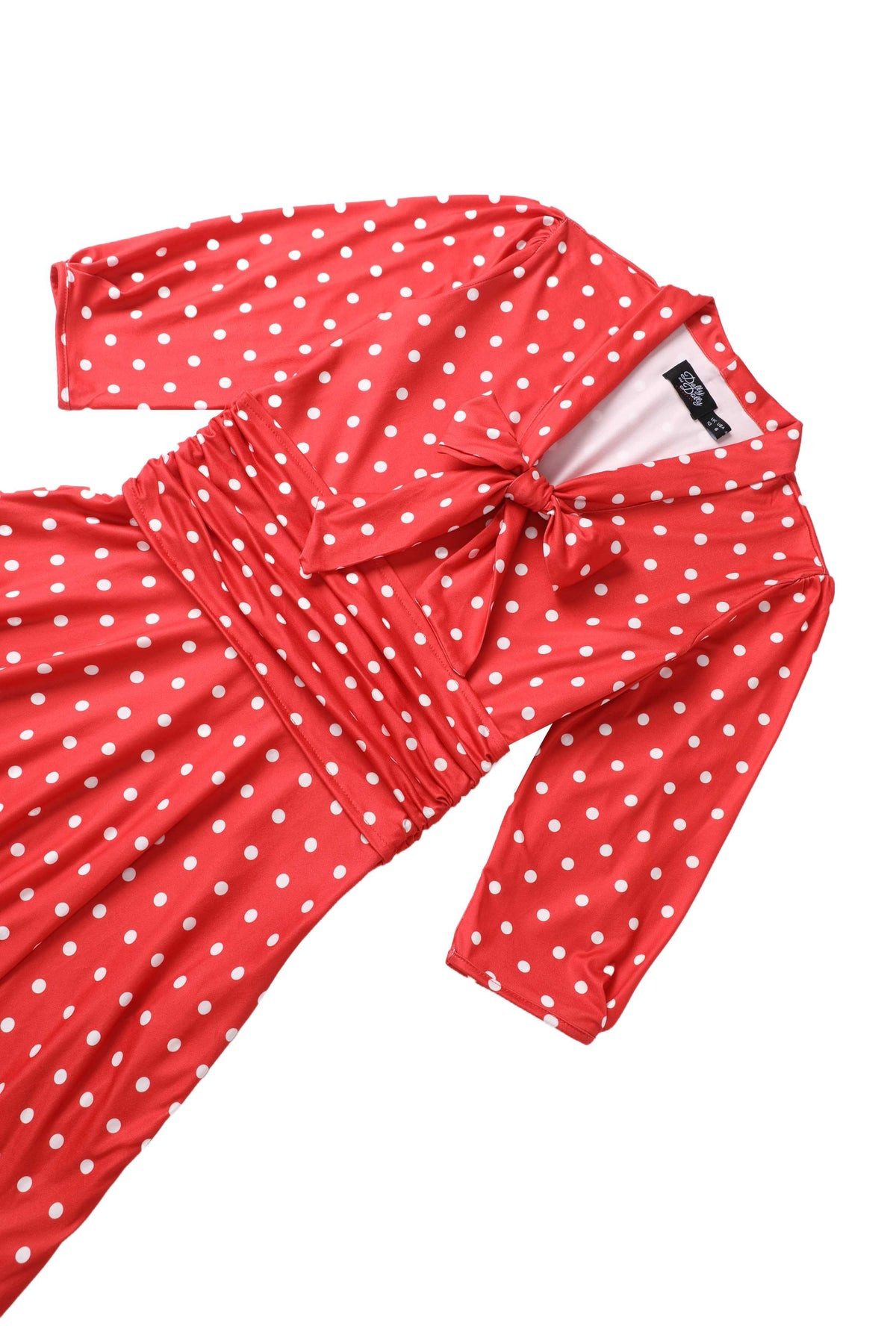 Dolly and Dotty A-Linien-Kleid Sandra Casual Bow Tie Polka Dot Rot Vintage Retro Rockabilly Jersey