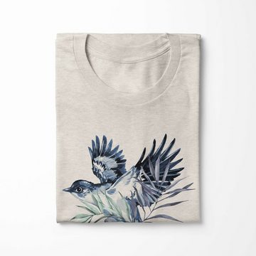 Sinus Art T-Shirt Herren Shirt Organic T-Shirt Aquarell Motiv Sperling Bio-Baumwolle Ökomode Nachhaltig Farbe (1-tlg)