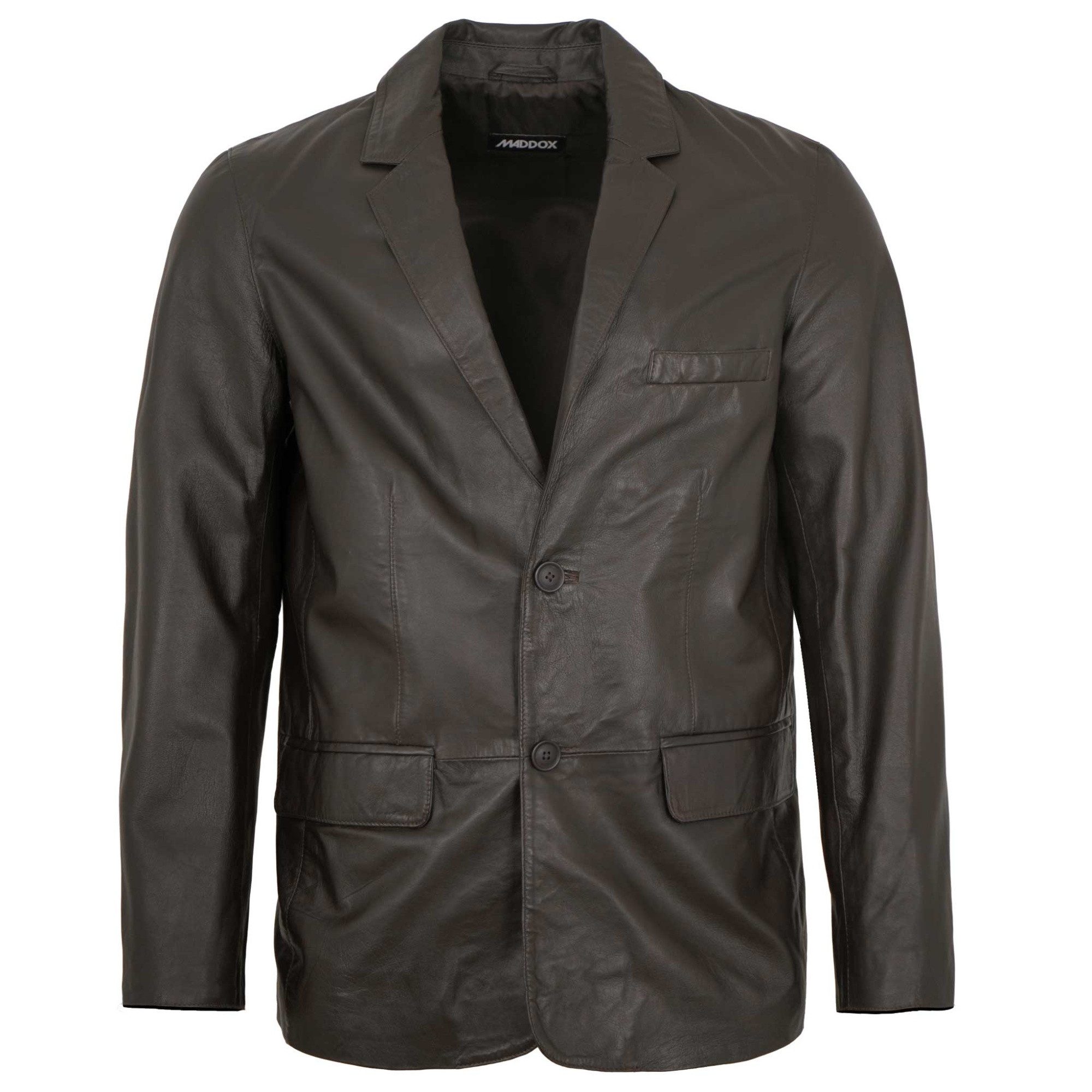 Maddox Lederjacke Claudio MADDOX - Herren Lederjacke Sakko Lammnappa dunkelbraun