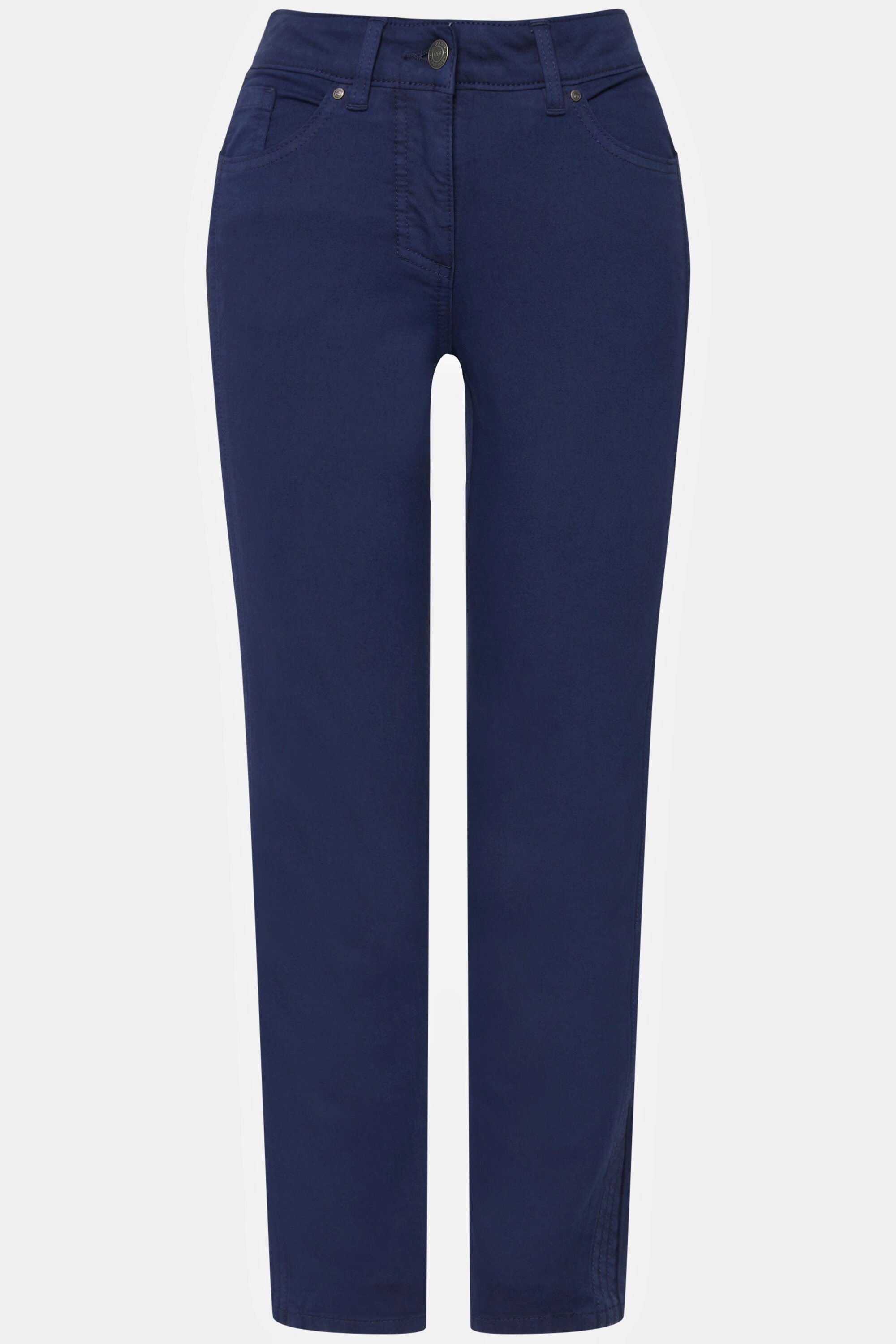 Jeans gerade 5-Pocket-Jeans seitliche Passform Laurasøn Tina Zierfalten jeansblau