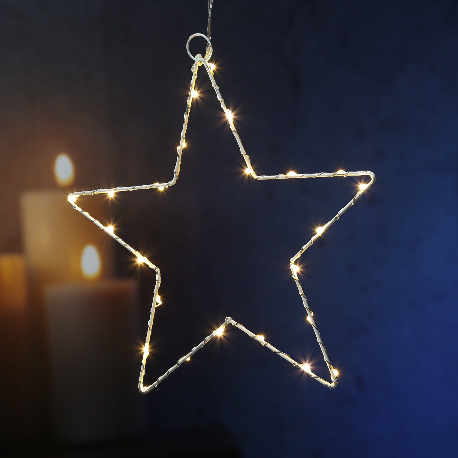 MARELIDA LED Stern »LED Stern Leuchtstern Drahtstern Fensterdeko hängend H:  26,3cm Batterie weiß« online kaufen | OTTO