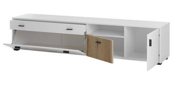 Furn.Design Wohnwand Merced, (Wohnzimmer-Set in weiß mit Eiche, 3-St., B/H/T ca.: 285/~170/42 cm), mit Soft-Close, Staboptik