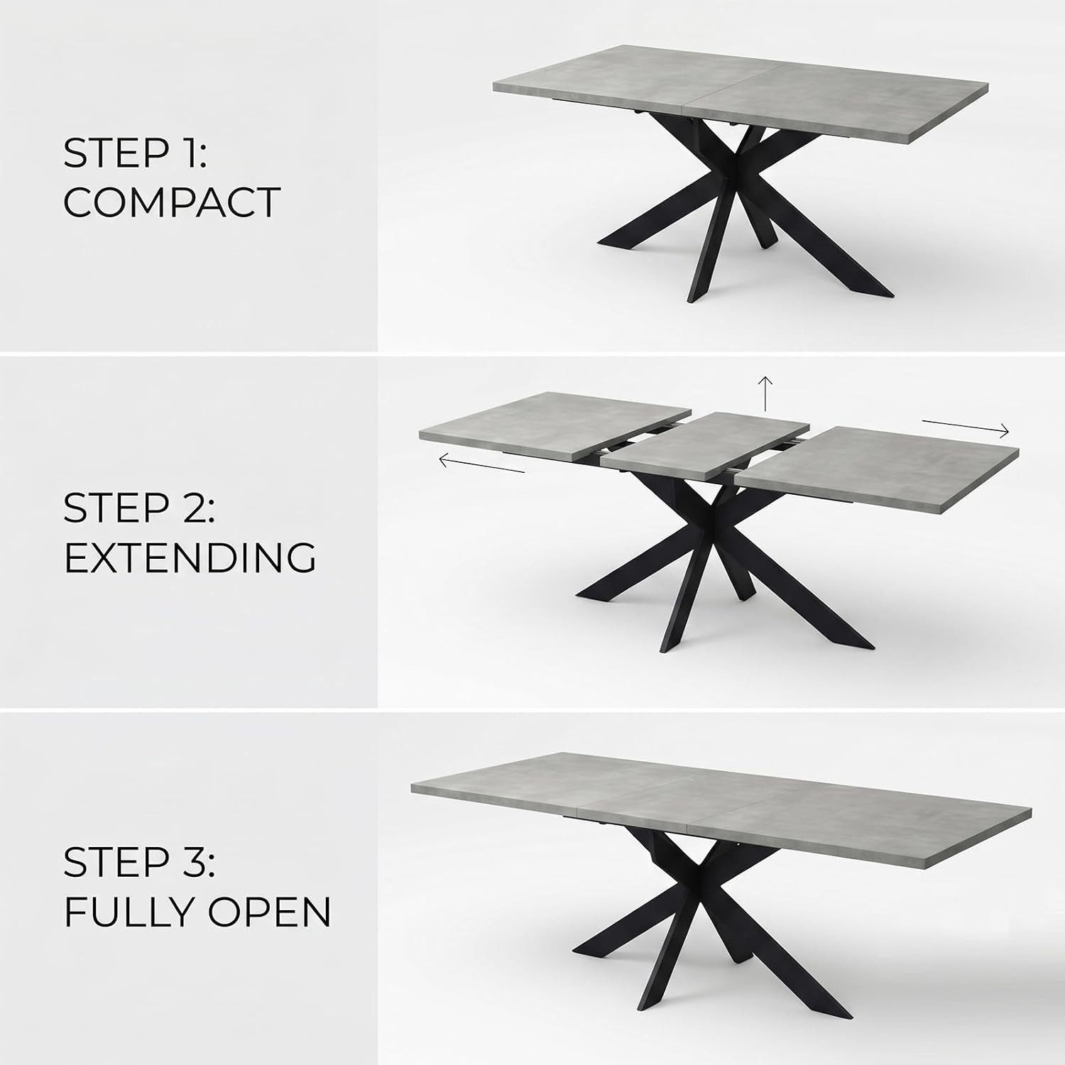 Jiexi Essgruppe Tisch-und Stuhlset, Ausziehbarer Esstisch (130–170 cm) mit 4-6 Stühlen