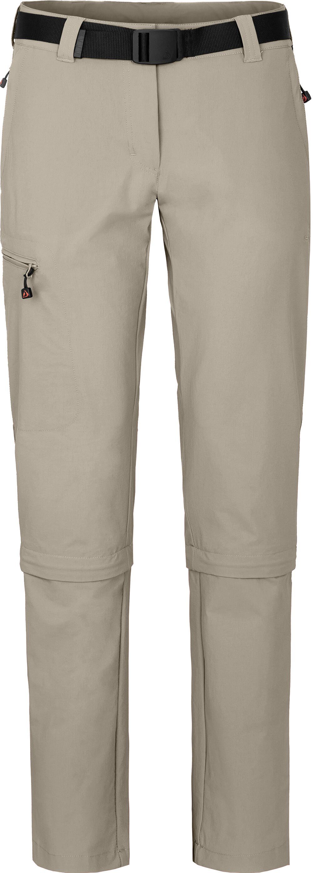 Bergson Zip-off-Hose YORK Zipp-Off (slim) Damen Wanderhose, vielseitig pflegeleicht, Normalgrößen, beige