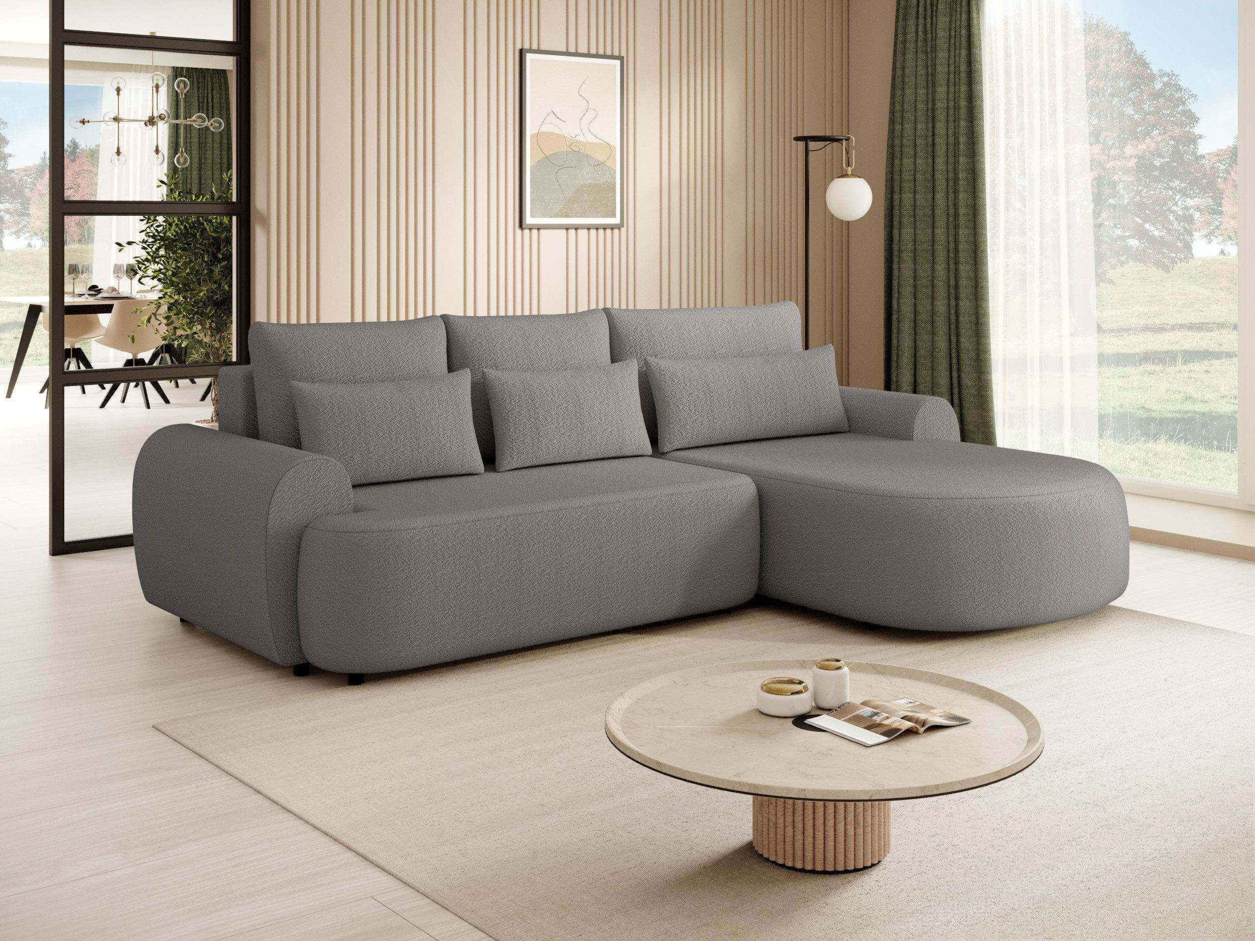 Beautysofa mit Schlaffunktion Olivio, mit Wellenfedern, gepolstertes Ecksofa, im modernen Stil, mit Bettkasten
