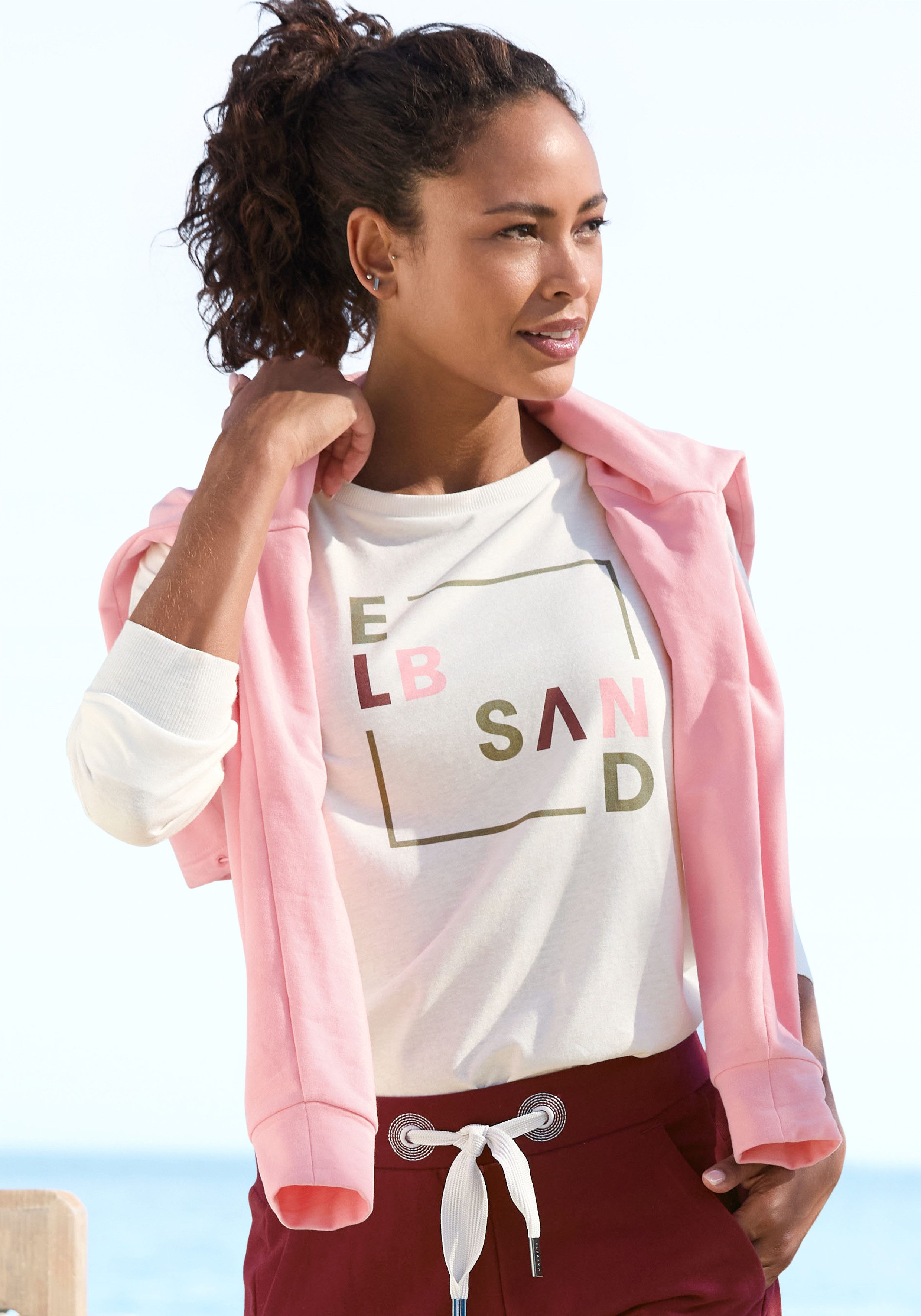 Elbsand Langarmshirt mit Frontdruck, Longsleeve, lockerer Schnitt