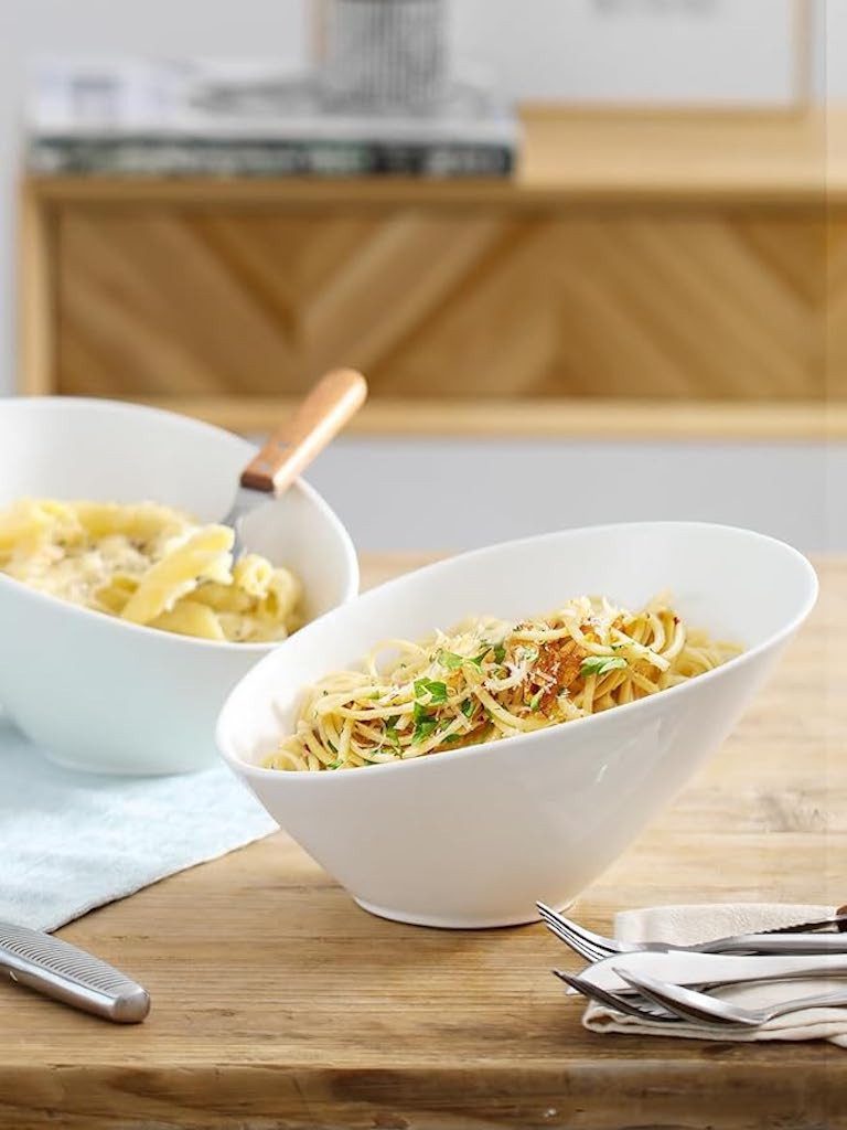 Dowan Salatschüssel 770 ml Schräge Salatschalen, 24 cm Schräge Servierschalen, 2er Pack