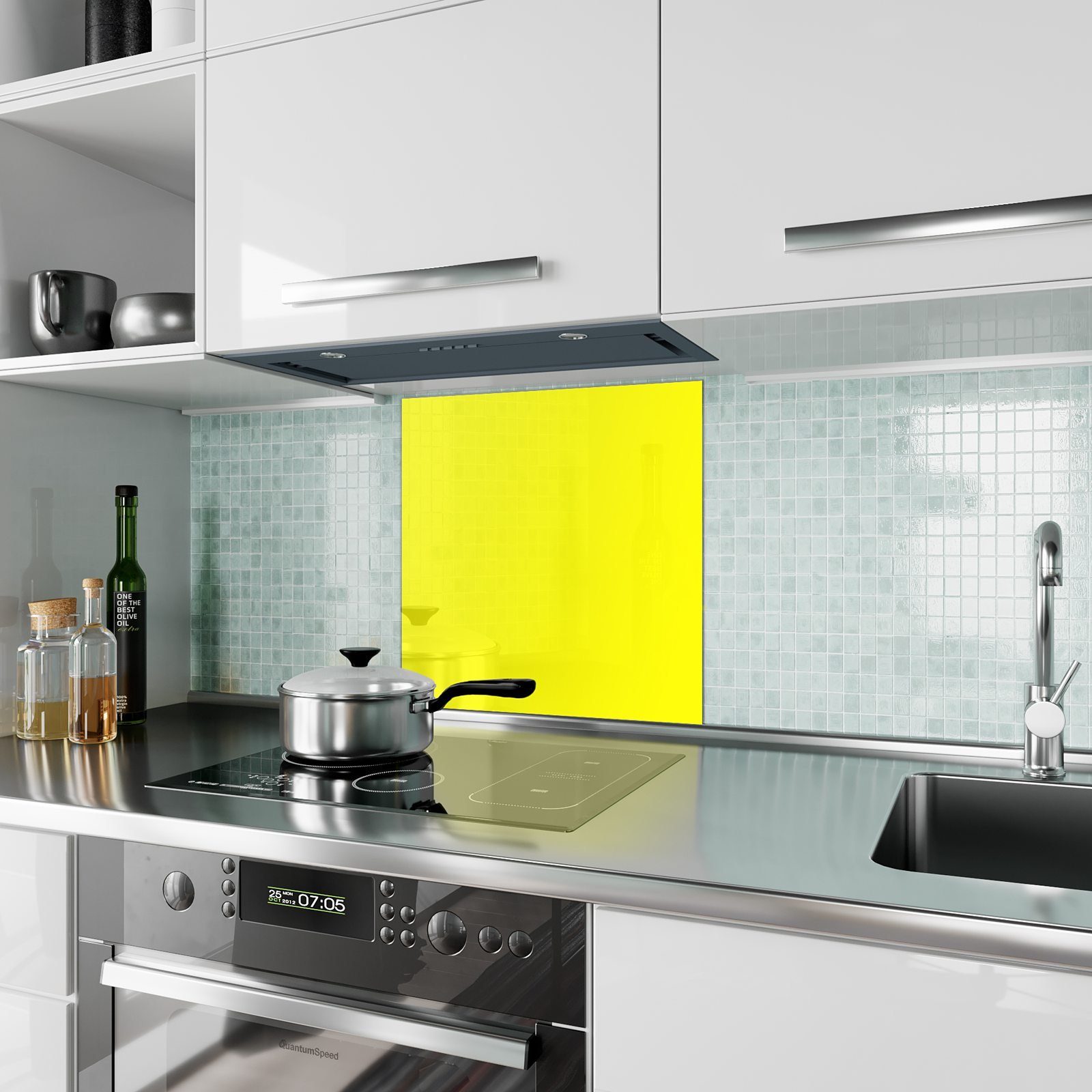 Hintergrund Gelber Primedeco II Glas Spritzschutz Küchenrückwand