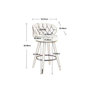 Ulife Barhocker Barstühle mit Holzbeine (2 St), Drehbare Barhocker mit Rücken- und Fußstütze