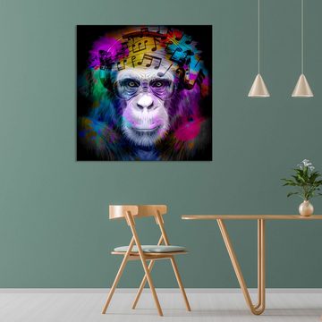 WallSpirit Leinwandbild "Affe mit Kopfhörer" Modern Art - moderner Kunstdruck - XXL Wandbild, Leinwandbild geeignet für alle Wohnbereiche