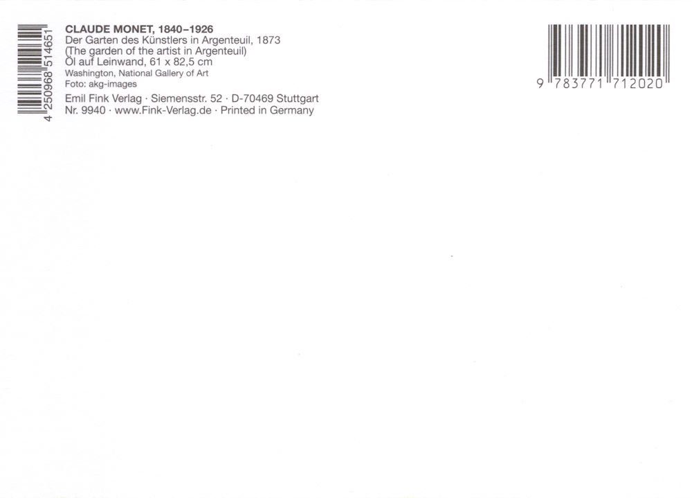 Thumbnail - Postkarte Kunstkarte Claude Monet "Der Garten des Künstlers in Argenteuil"