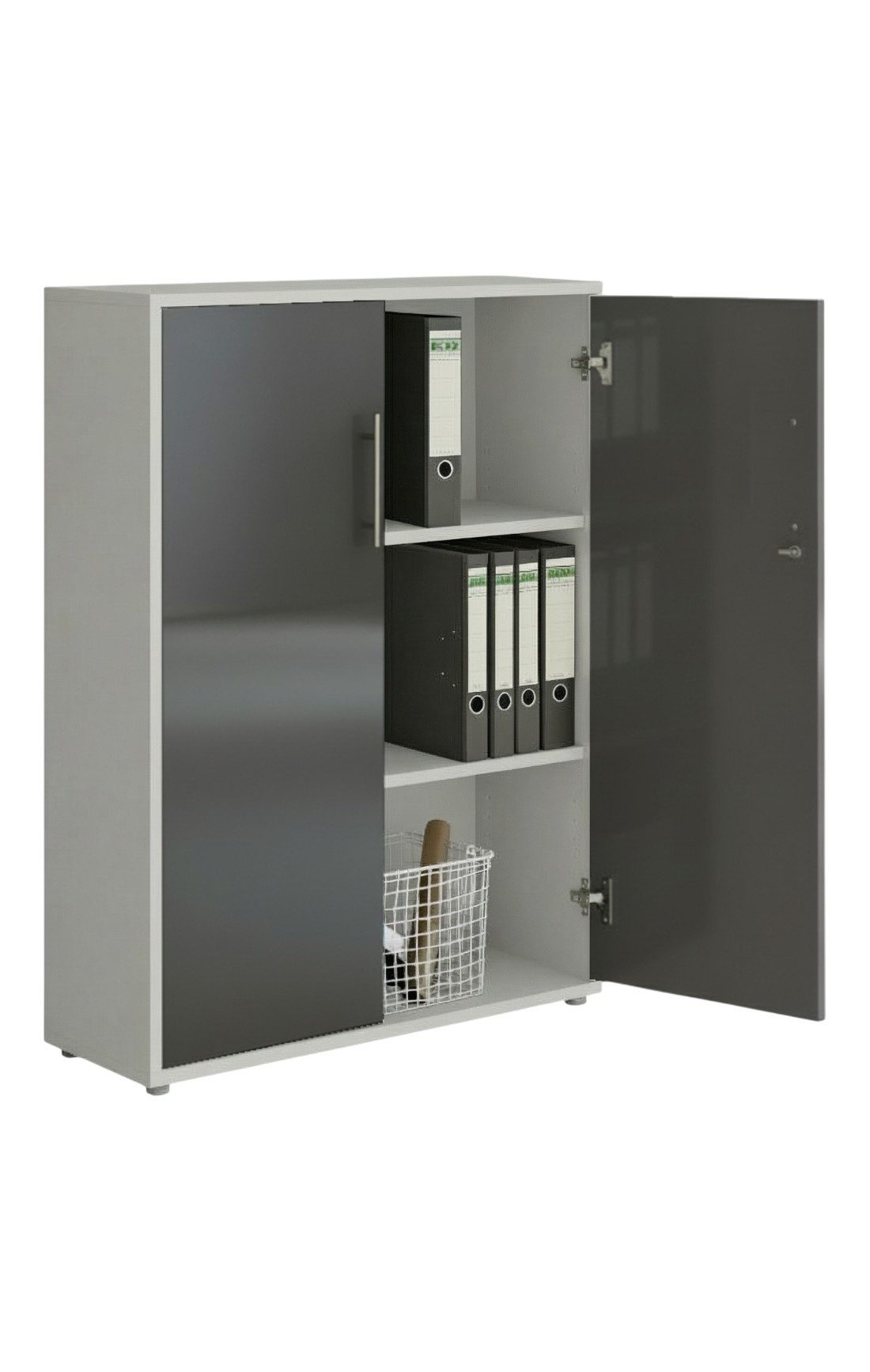 moebel-dich-auf Aktenschrank TABOR 2 (Büroschrank Aktenregal ideal für DIN A4 Ordner, abschließbar Metallgriffe) Made in Germany