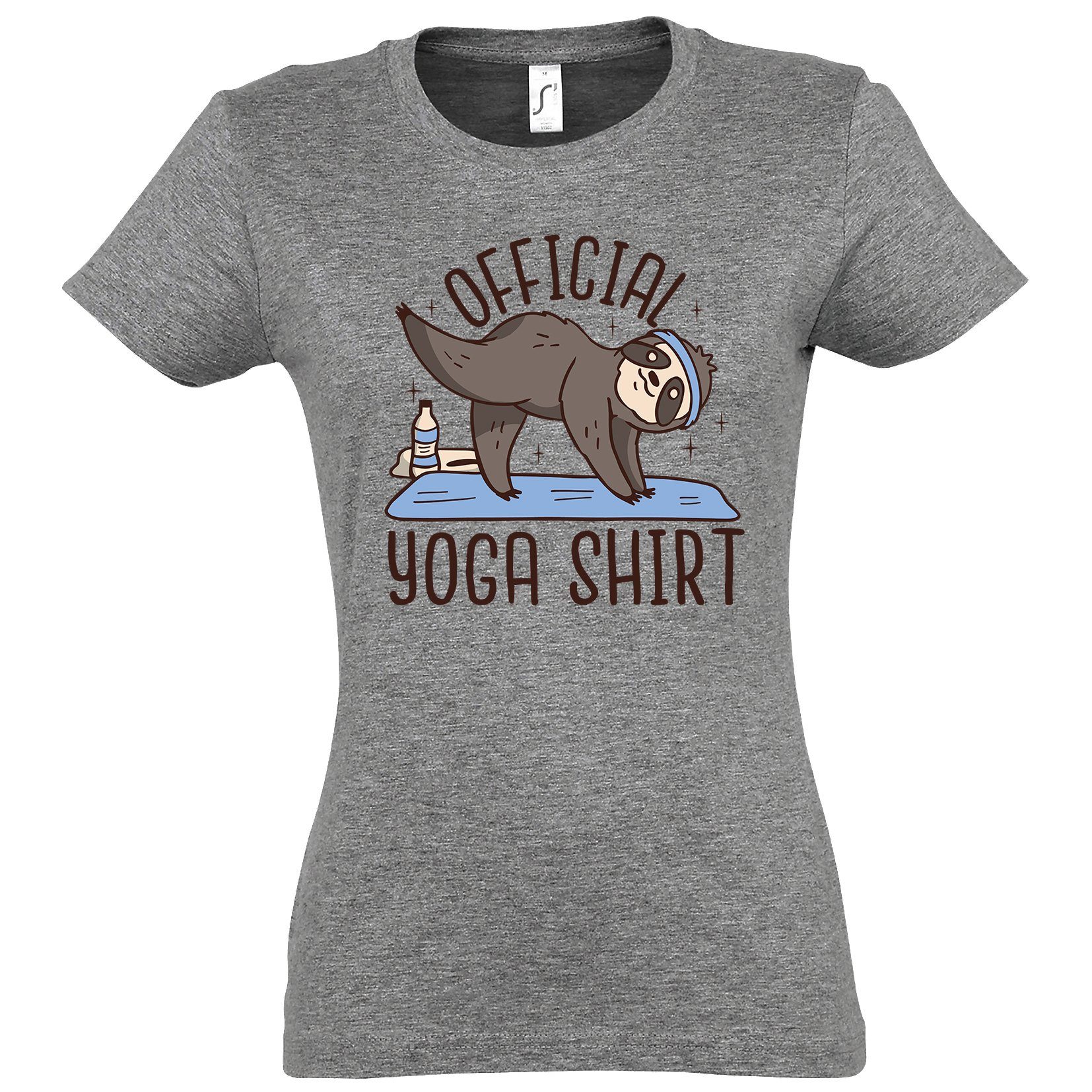 Youth Designz T-Shirt Official Yoga Damen Shirt mit lustigem Faultier Frontprint