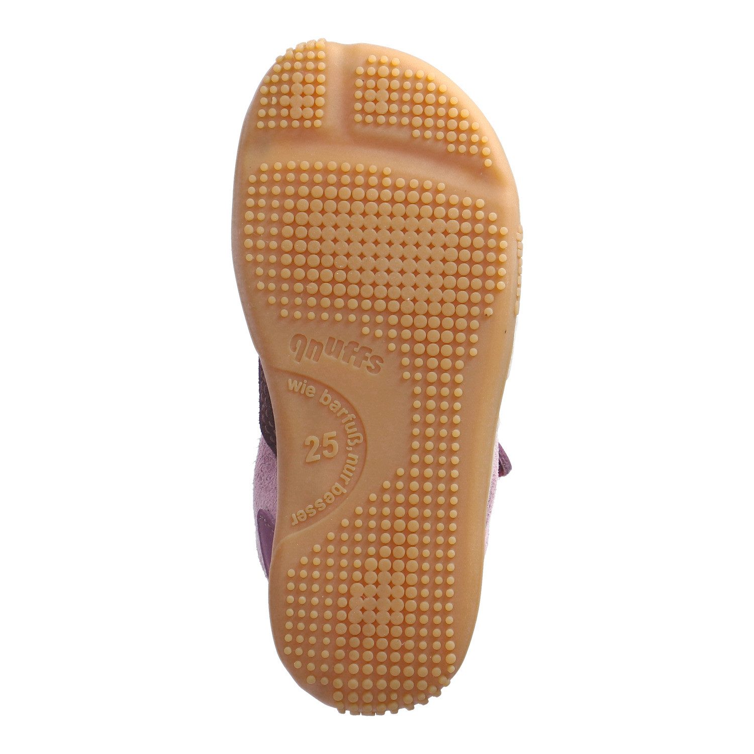 qnuffs Kastanie Barfußschuh Klettschuh, mit Namensschild an der Ferse, kürzbarer Klettriemen – Bild 4 von 5