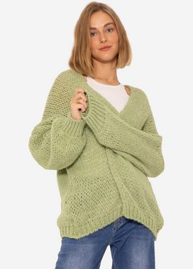 SASSYCLASSY Cardigan Oversize Strickjacke Damen aus weichem Grobstrick Lässiger Strick Cardigan, Made in Italy