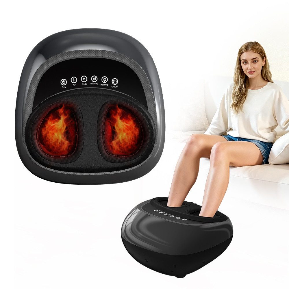 BBWL Fußmassagegerät mit einstellbarer Intensität & Temperatur, 6 Massagefunktionen (Fußkratzen, Oszillation, Luftkissen, Heizung), 3 individuelle Modi, Überhitzungs- & Überstromschutz, abnehmbarer waschbarer Bezug